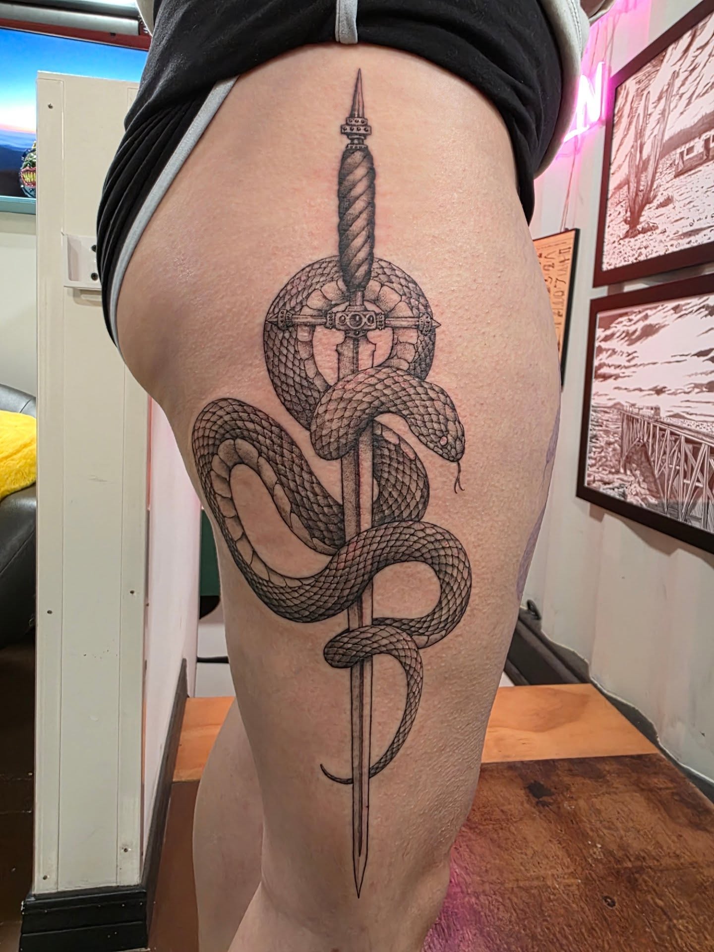 Tattoo by @asparagusnightmare — black_and_grey, geometric