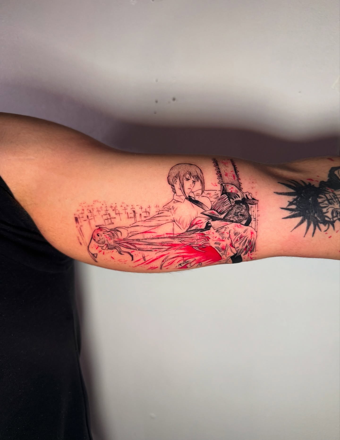 Anime character anime tattoo on the forearm by aamora ꩜