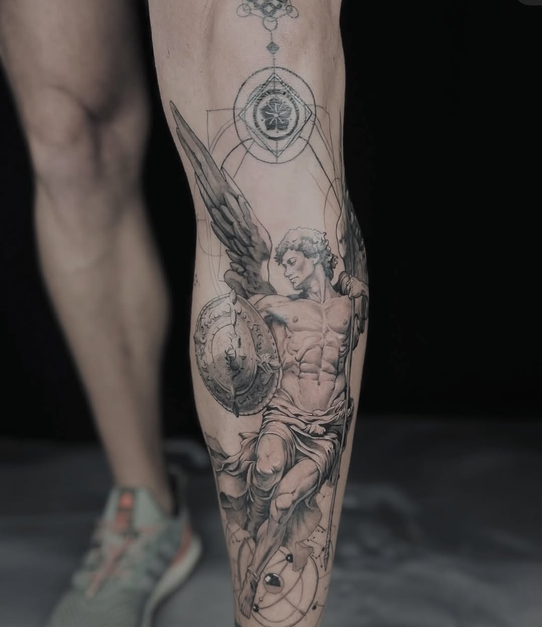 Tattoo by @apologies_tattoo_studios — realism, geometric