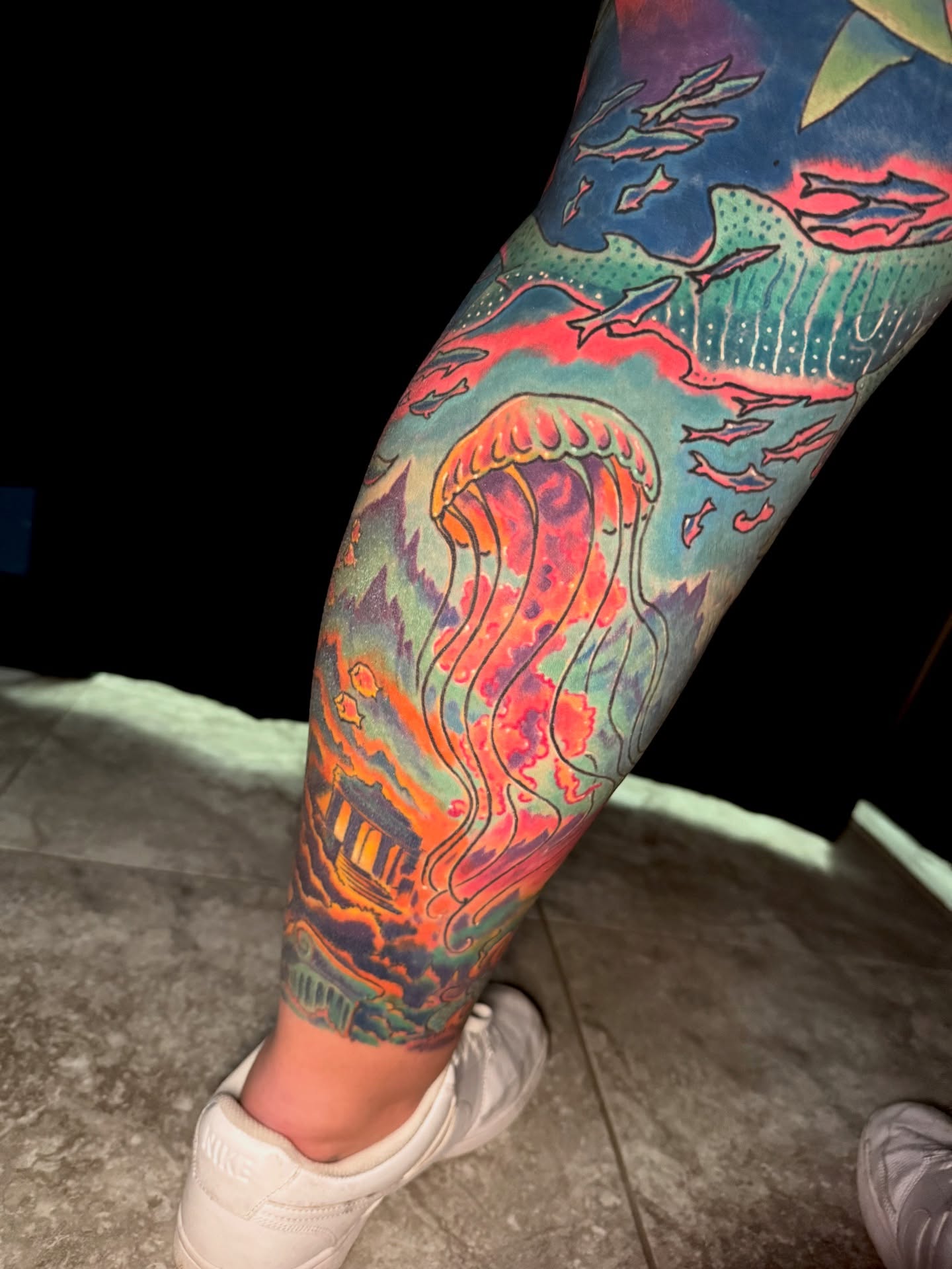 Jellyfish new school tattoo on the forearm by Paul Endres Jr