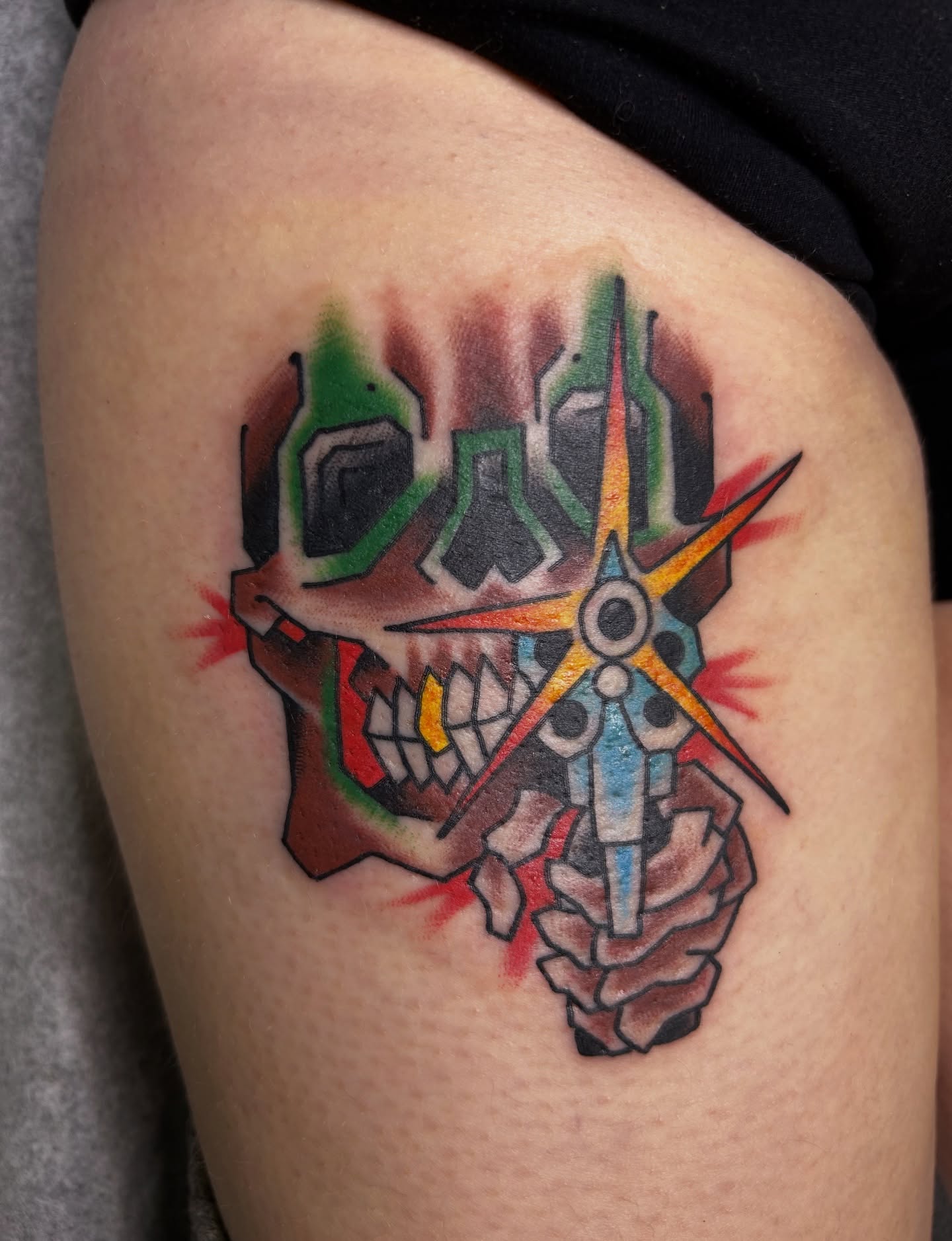 Tattoo by @trevordillonart — geometric, anime