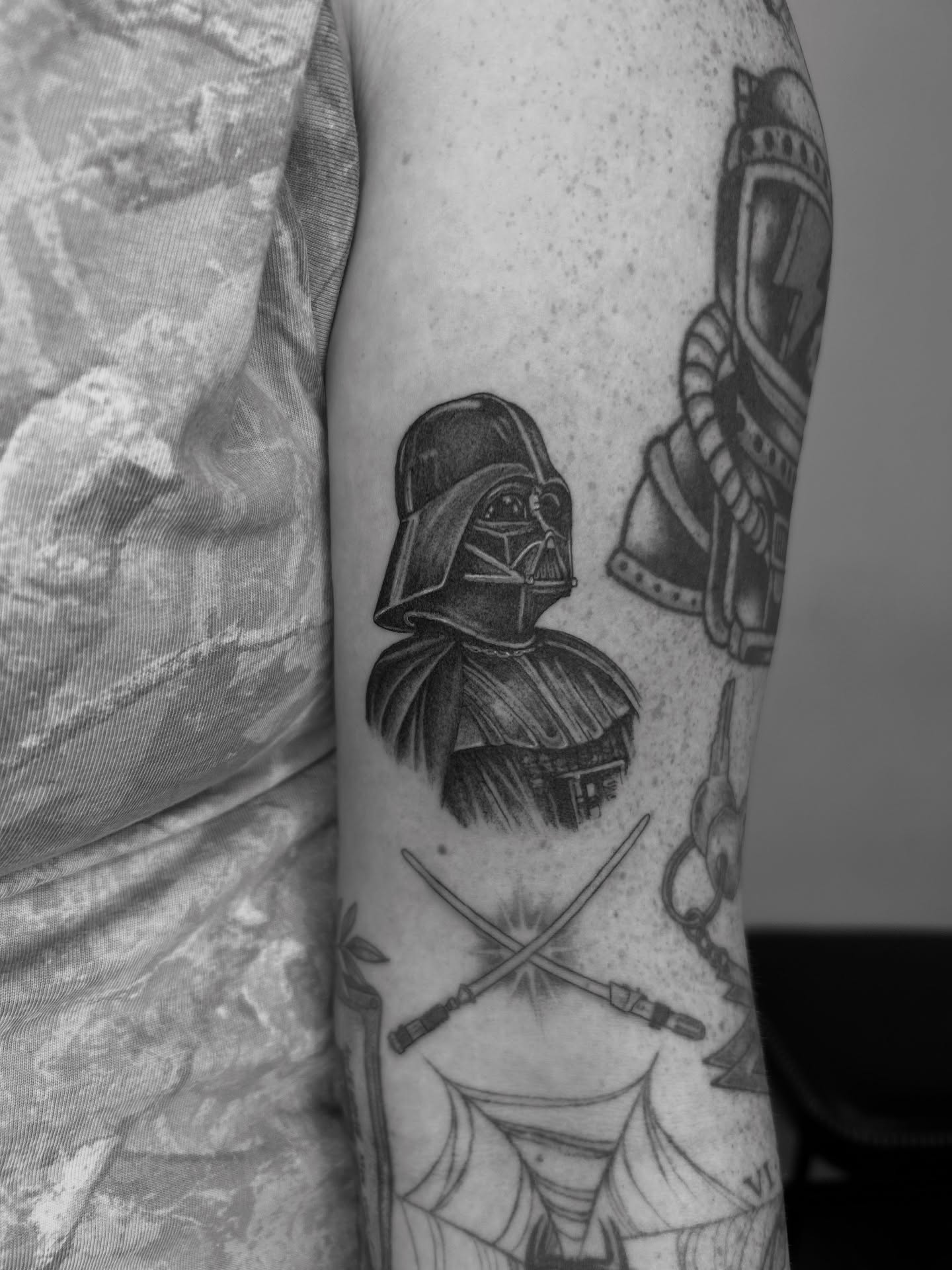 Darth vader realism tattoo on the forearm by ☆ Nashville Fine Line Tattoo Artist ☆