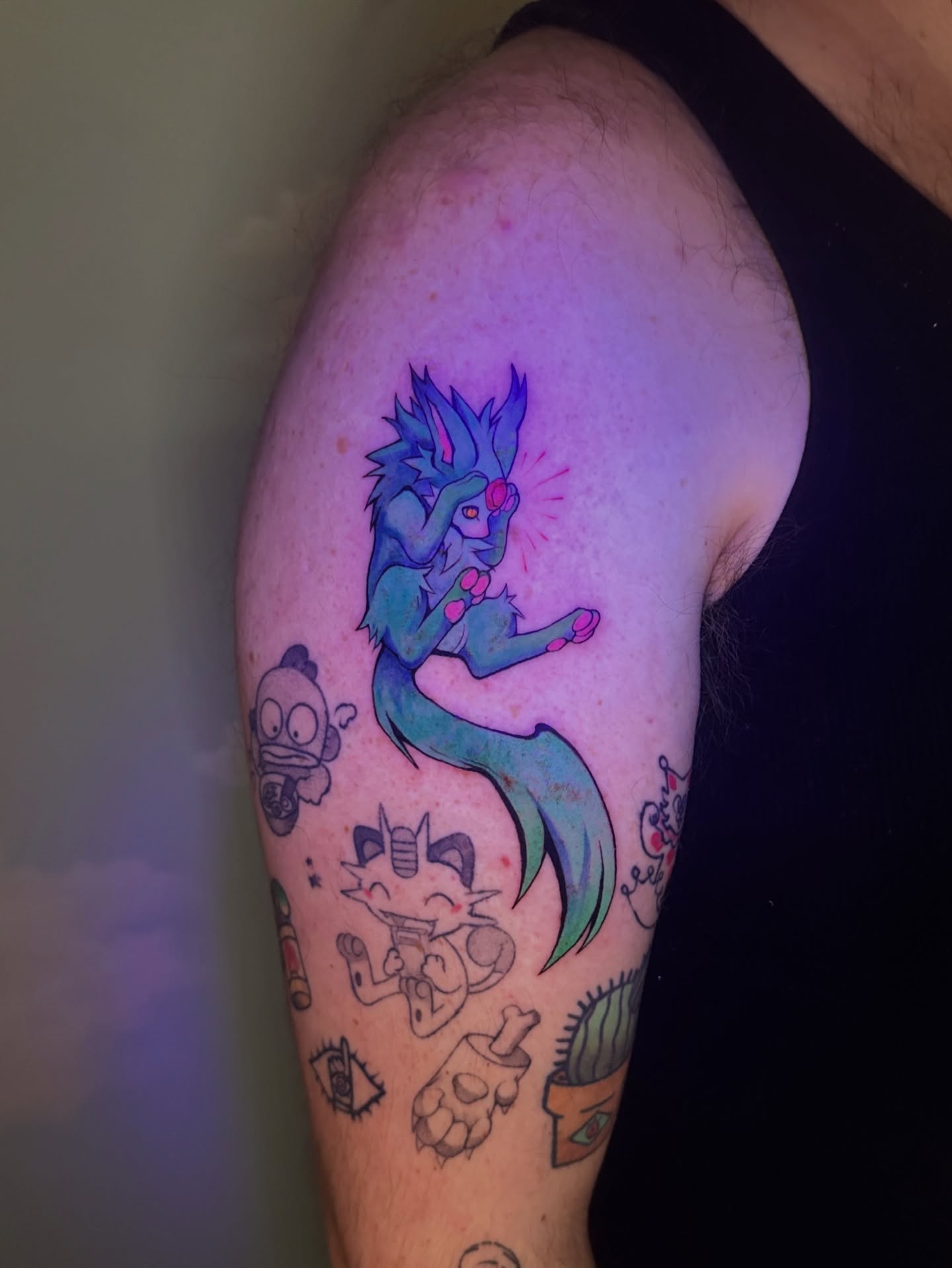 Tattoo by @deggy_tattoo — dotwork, anime