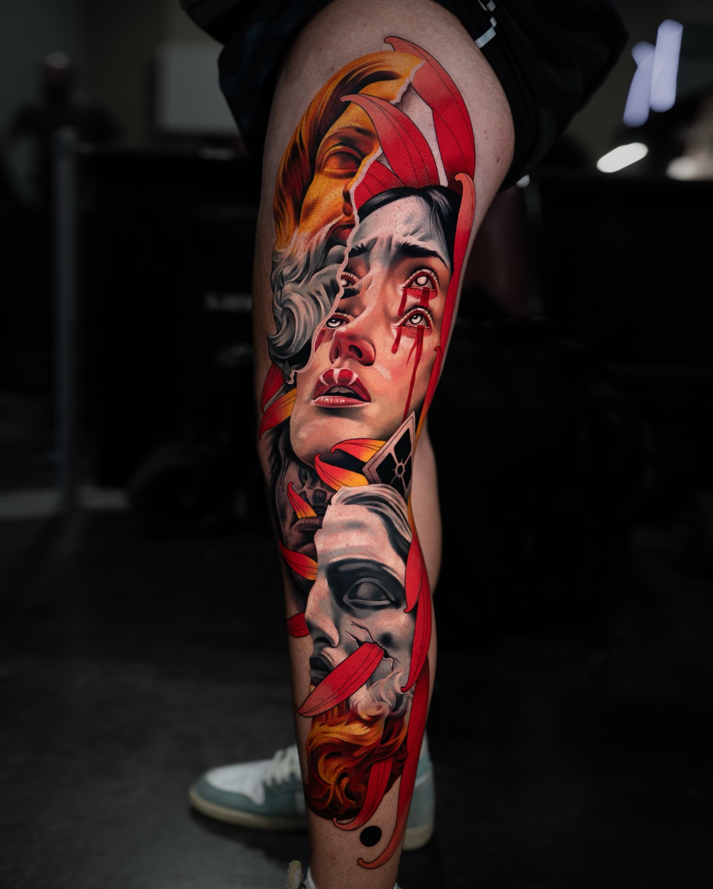 Female faces realism tattoo on the forearm by Tattoo Artist