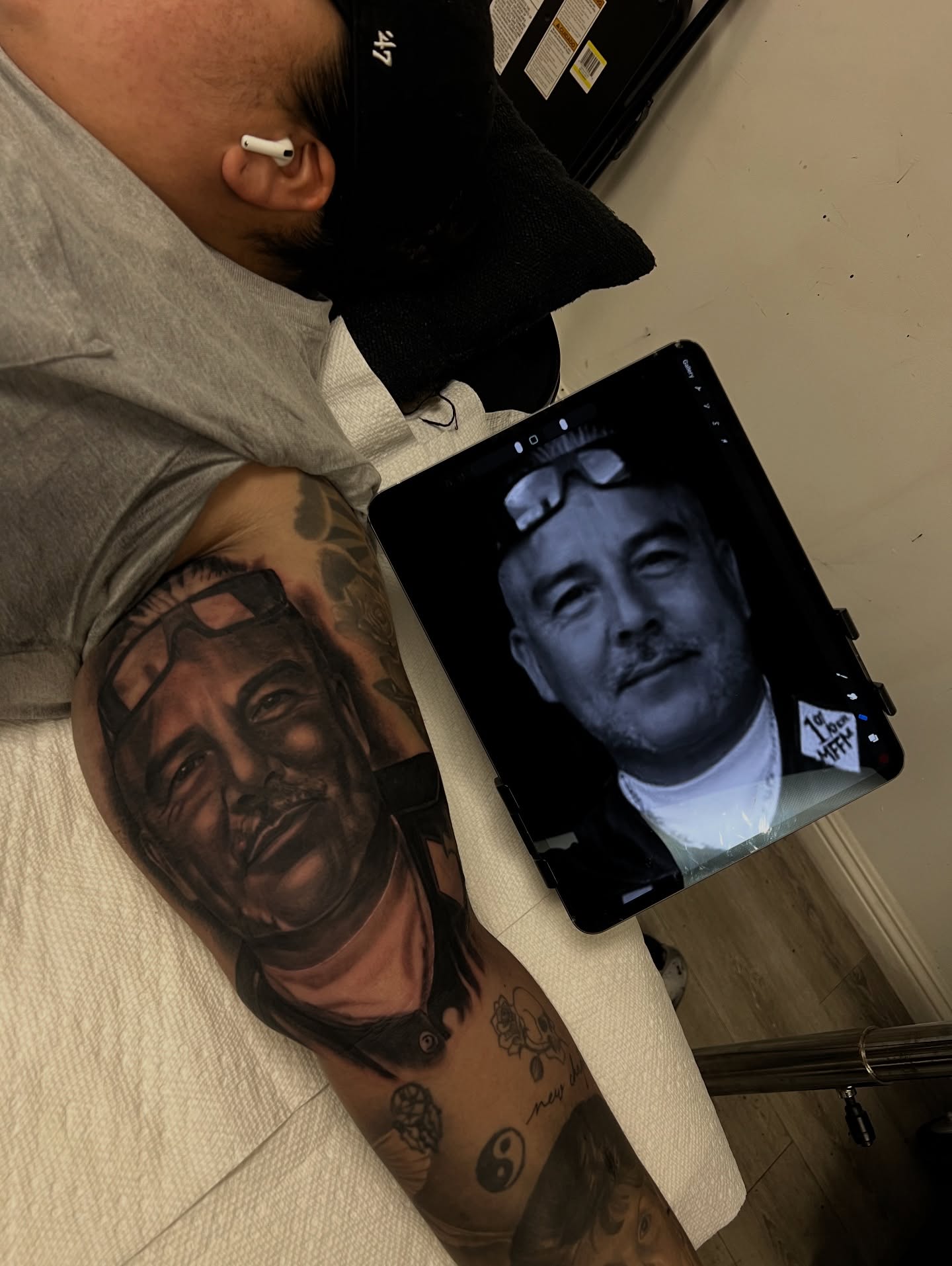 Portrait realism tattoo on the forearm by Daniel Michael Perez