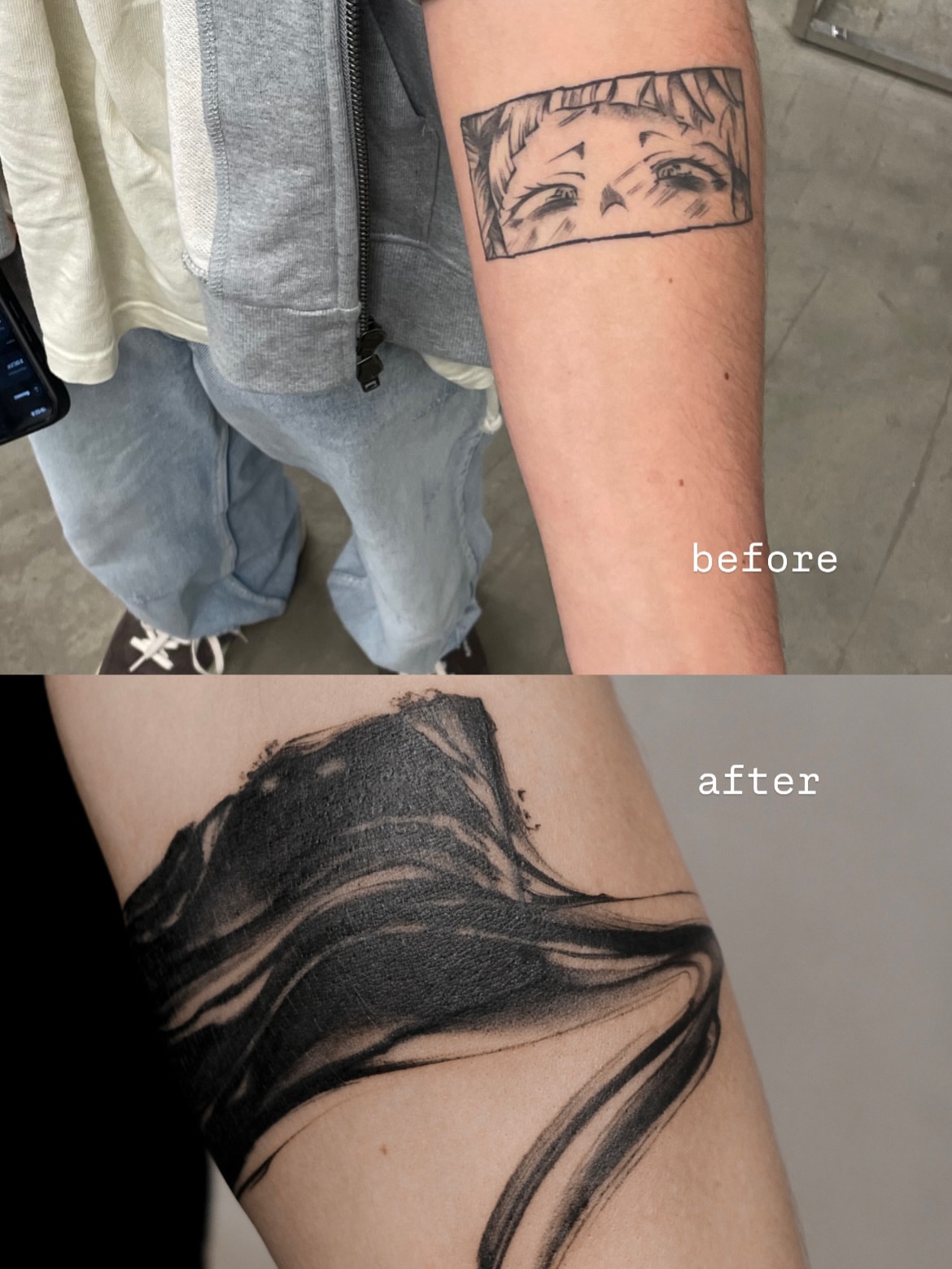 Tattoo by @cr_kr_ — anime, dotwork