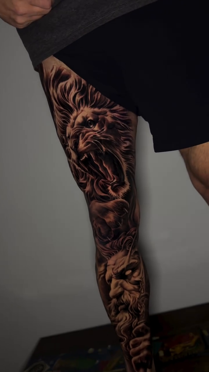 Mythological figures and skull realism tattoo by inkzombi