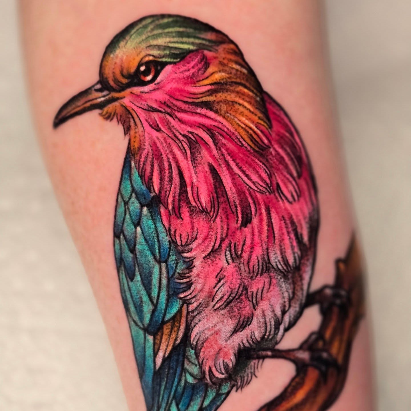 Bird realism tattoo on the forearm by Adison Essig