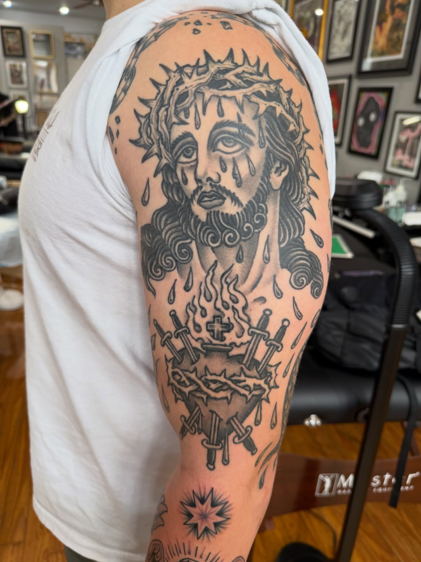Jesus Christ realism tattoo on the forearm by Zak Colburn