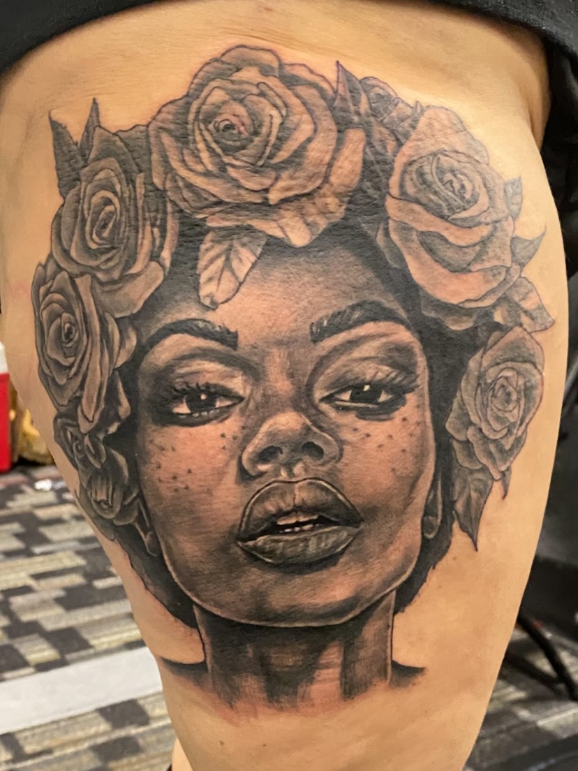 Tattoo by @moving_muralsart — black_and_grey, realism