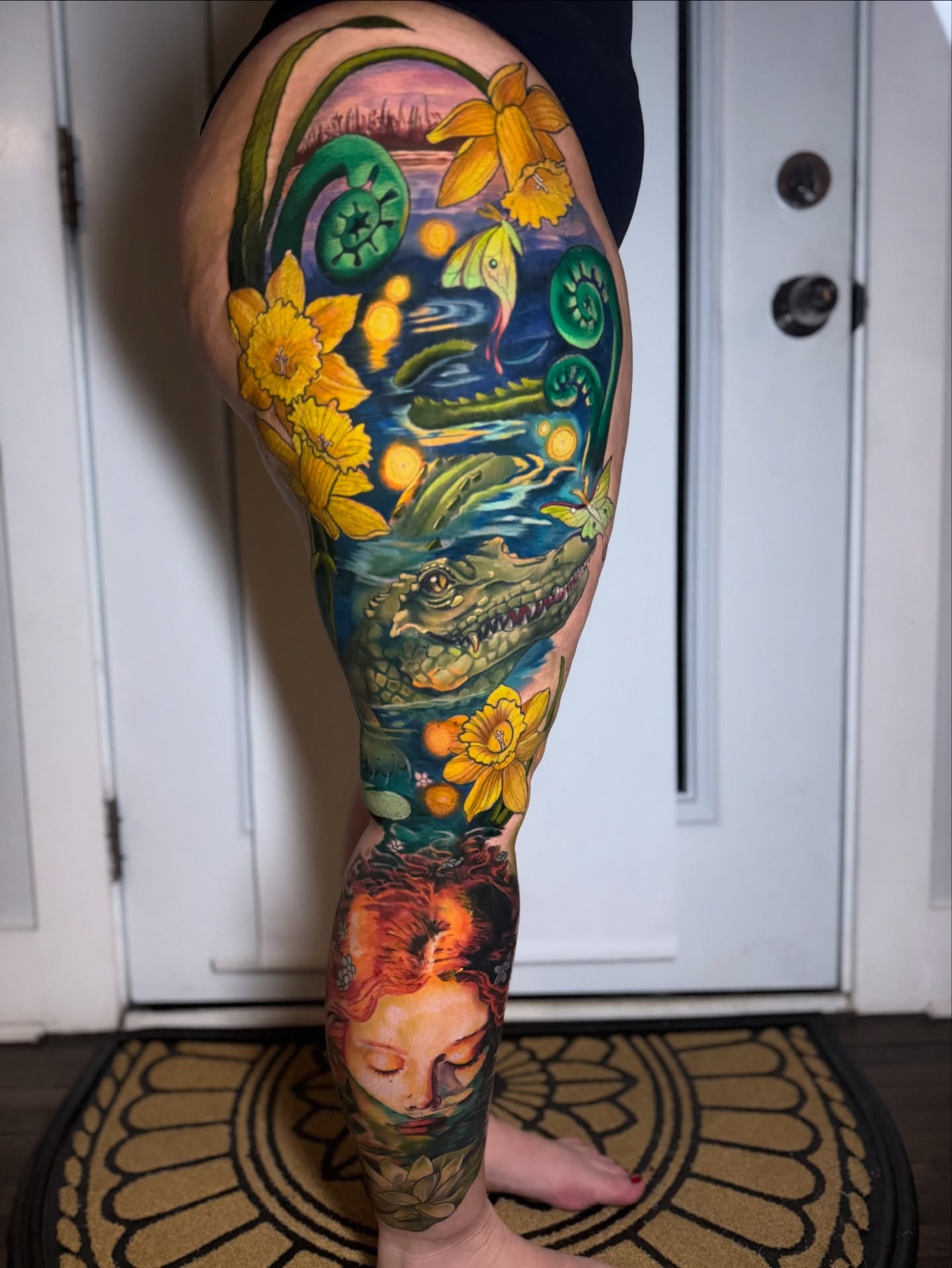 Underwater fantasy new school tattoo on the leg by Hannah Mckee