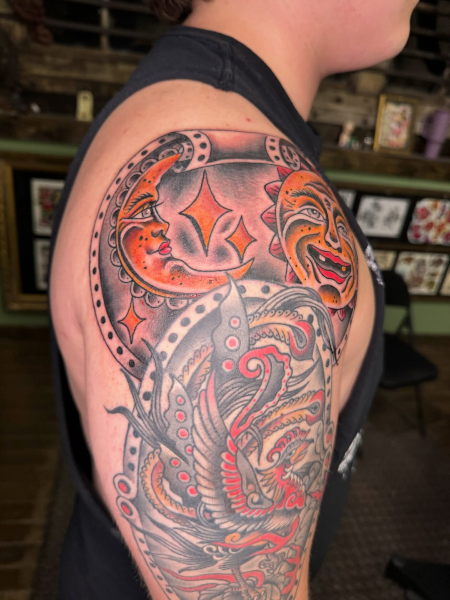 Tattoo by @inkcmob — american_traditional, dotwork
