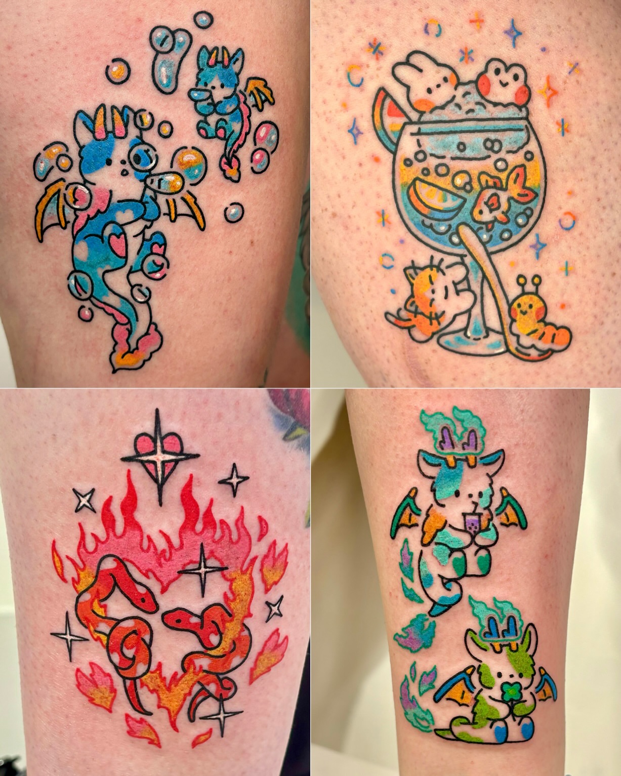 Fantasy creatures new school tattoo on the forearm by XINAMON 🔥 시나몬