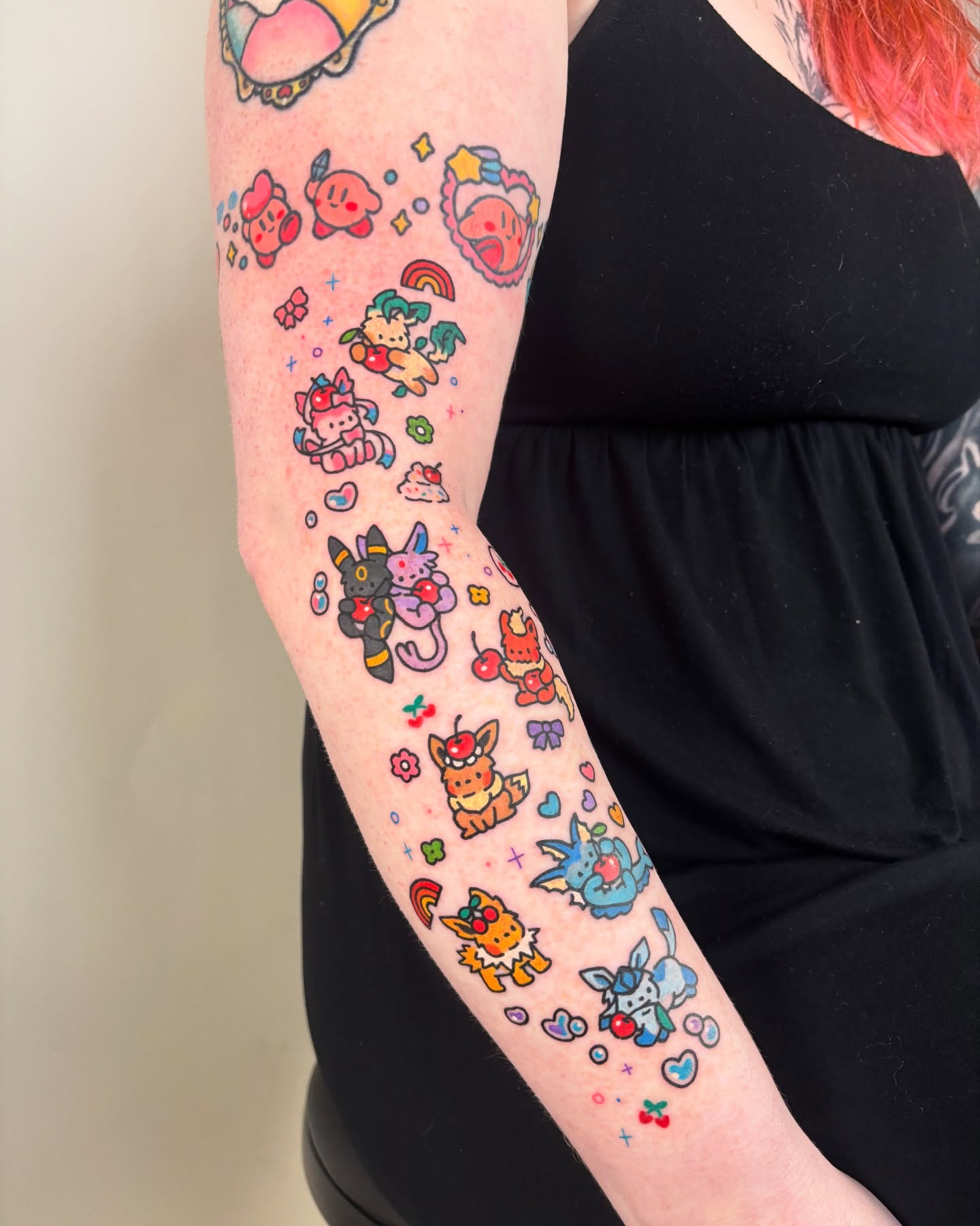 Kawaii characters dotwork tattoo on the forearm by XINAMON 🔥 시나몬