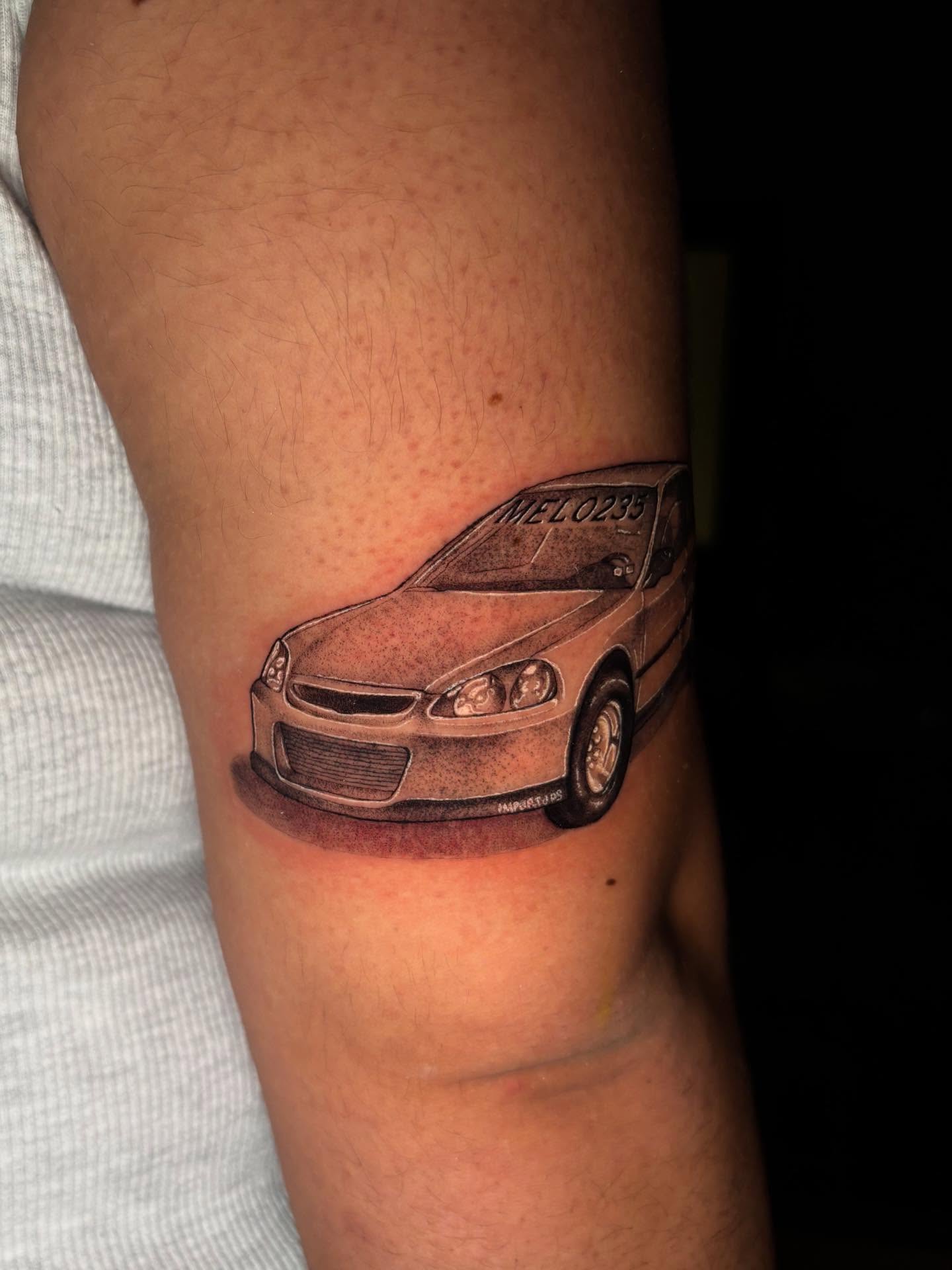 Car black and grey tattoo on the forearm by ★𝔗𝔞𝔱𝔱𝔬𝔬𝔰 𝔟𝔶 𝔗𝔢𝔞𝔙𝔞𝔫𝔊𝔬𝔤𝔥 ★