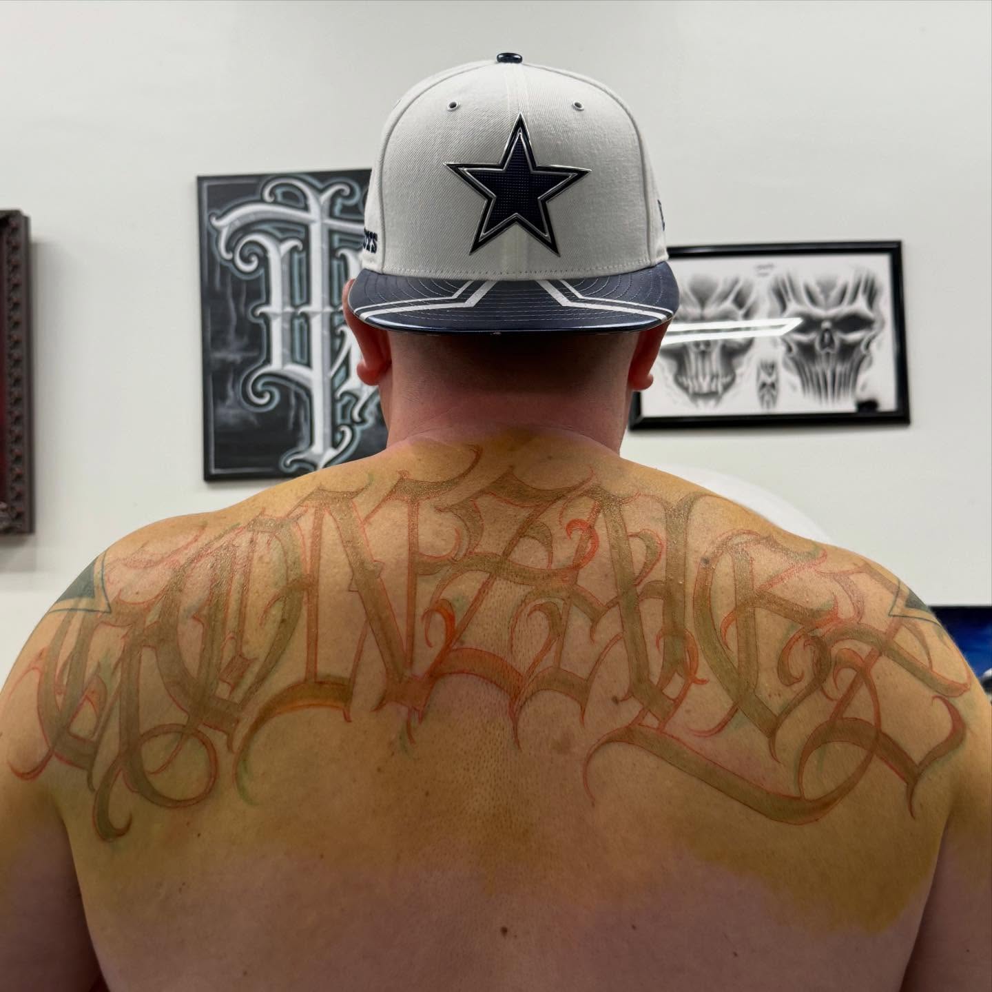 Script lettering lettering script tattoo on the back by @nickysix86