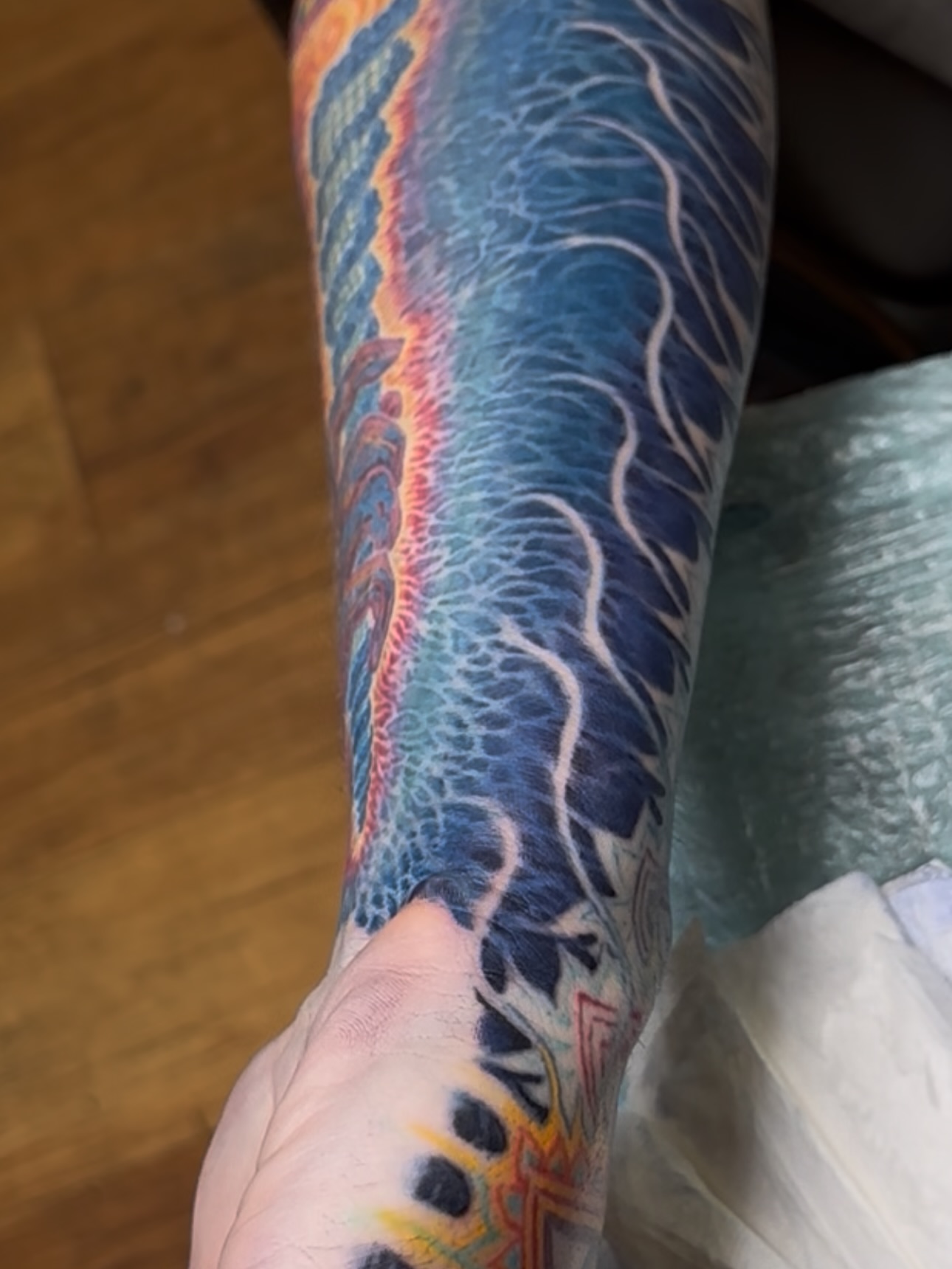 Tattoo by @dominicktattoo — dotwork, watercolor