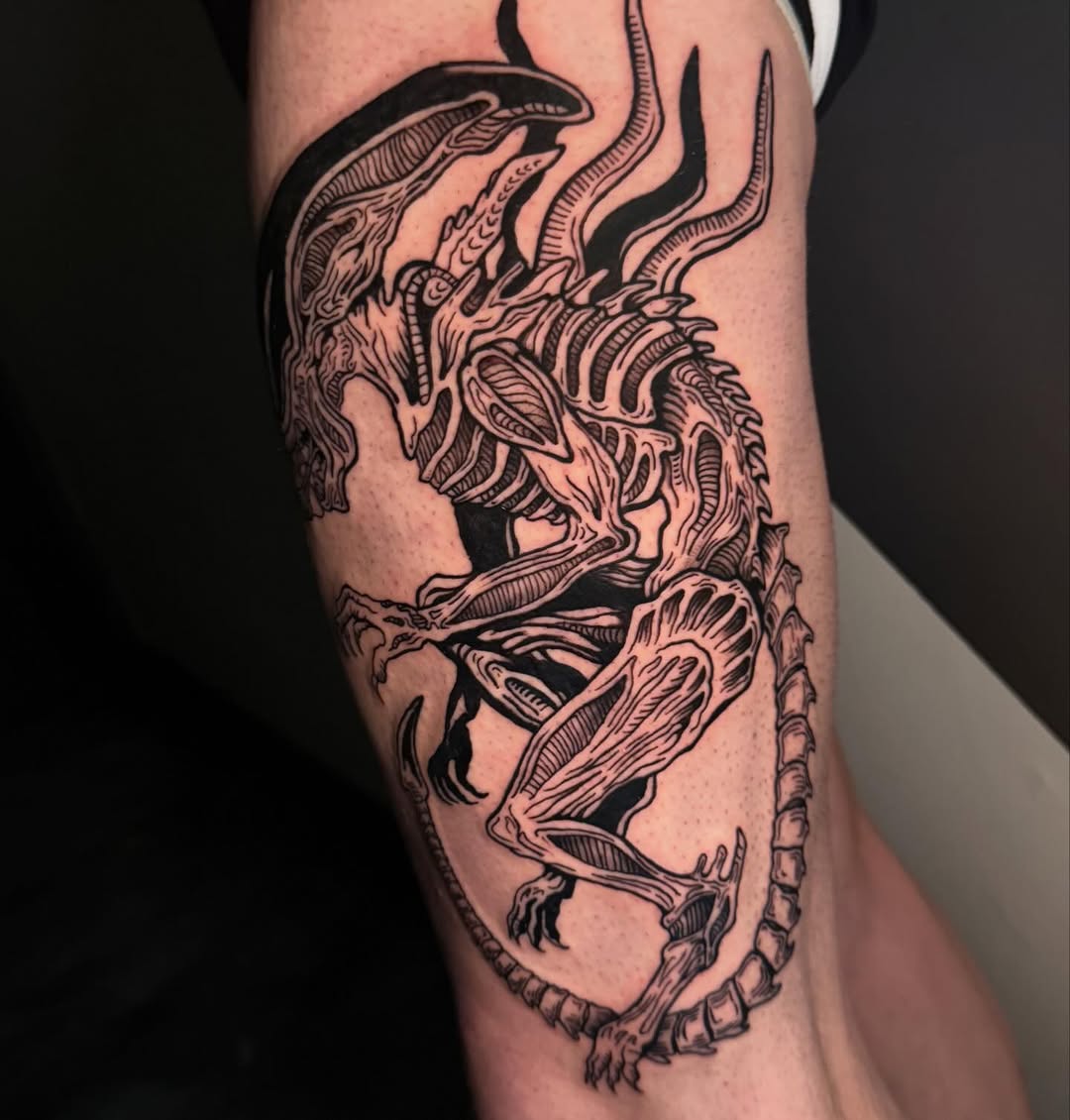 Tattoo by @ladystarktattoos — black_and_grey, dark_realism