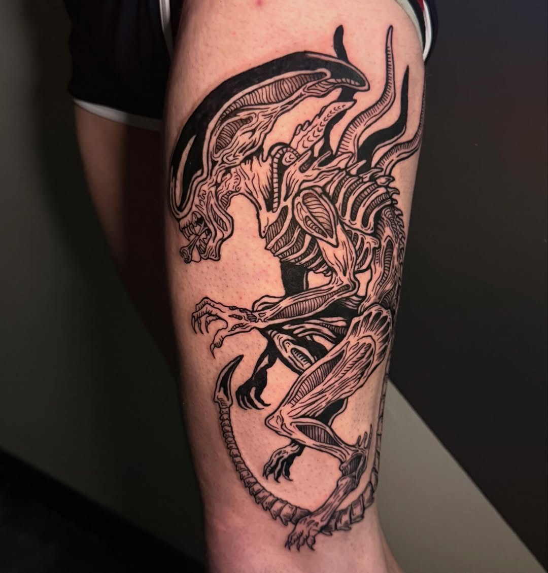 Tattoo by @ladystarktattoos — blackwork, illustrative