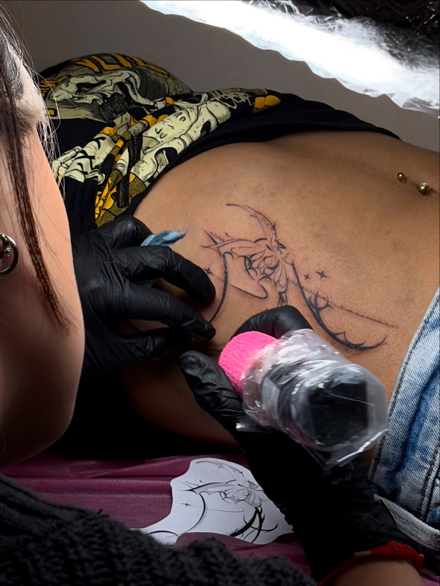 Demon with wings neo-traditional tattoo on the back by *:・kelly✧*:・゚
