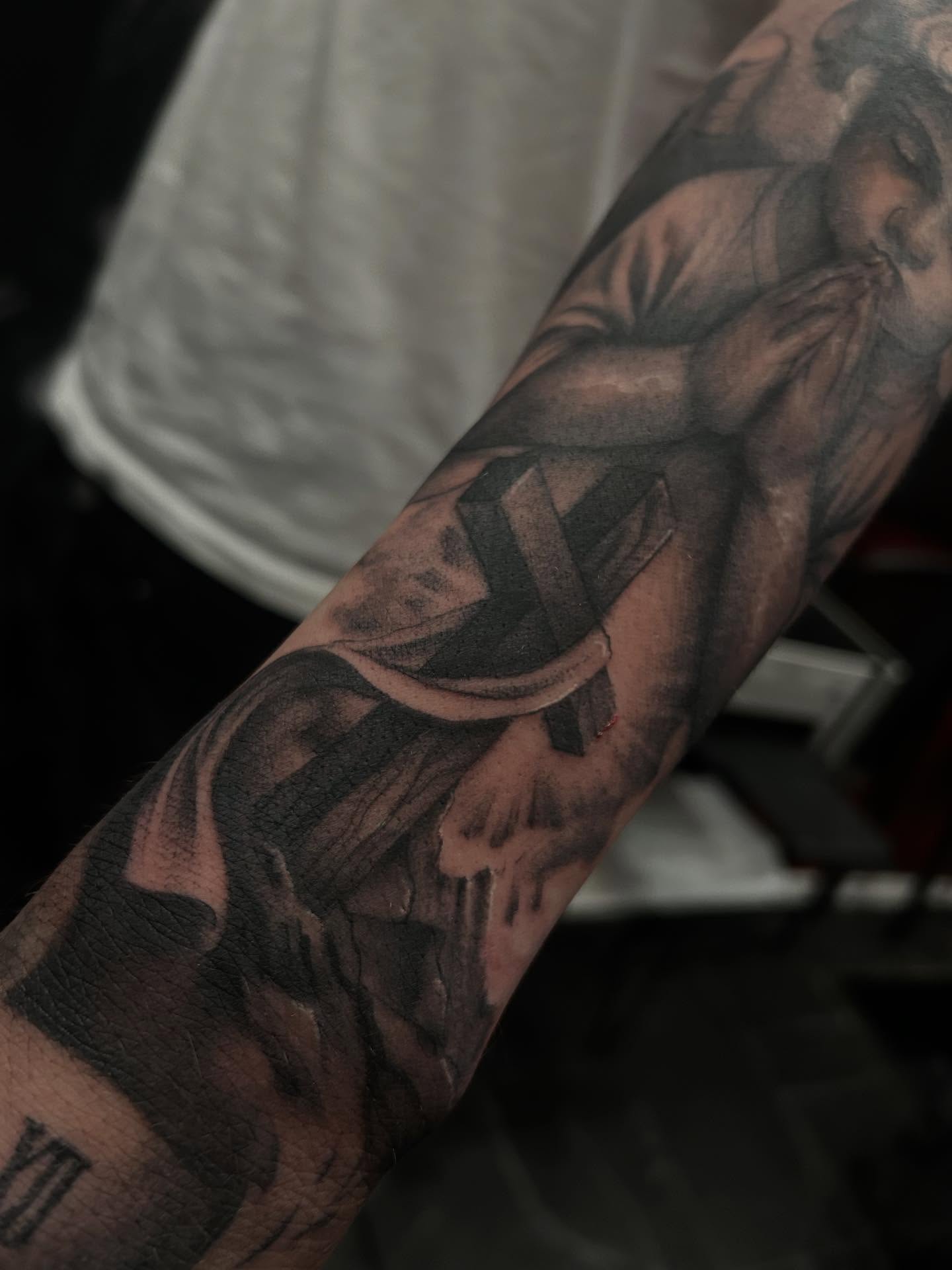 Tattoo by @inkgraved_arts — realism, black_and_grey