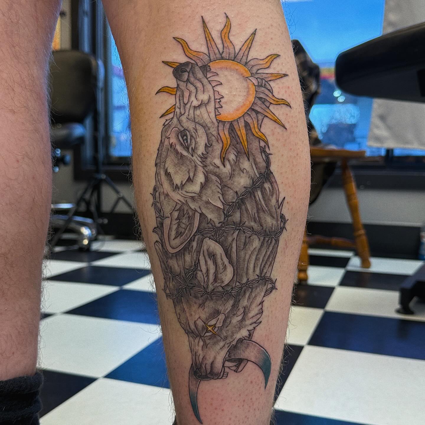 Sun and eagle realism tattoo on the forearm by goose 🪿