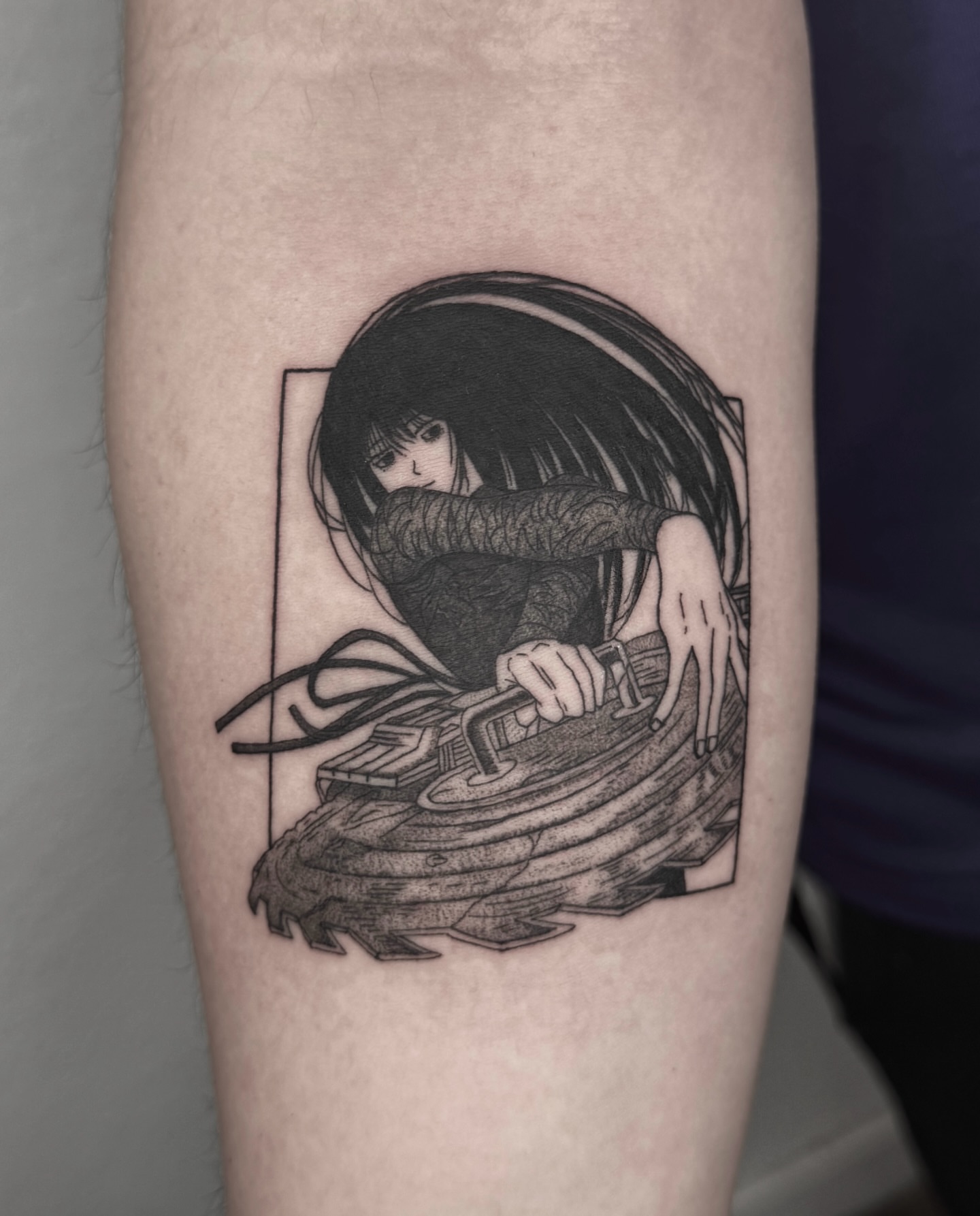 Tattoo by @a.ink.tattoo_leo — anime, black_and_grey