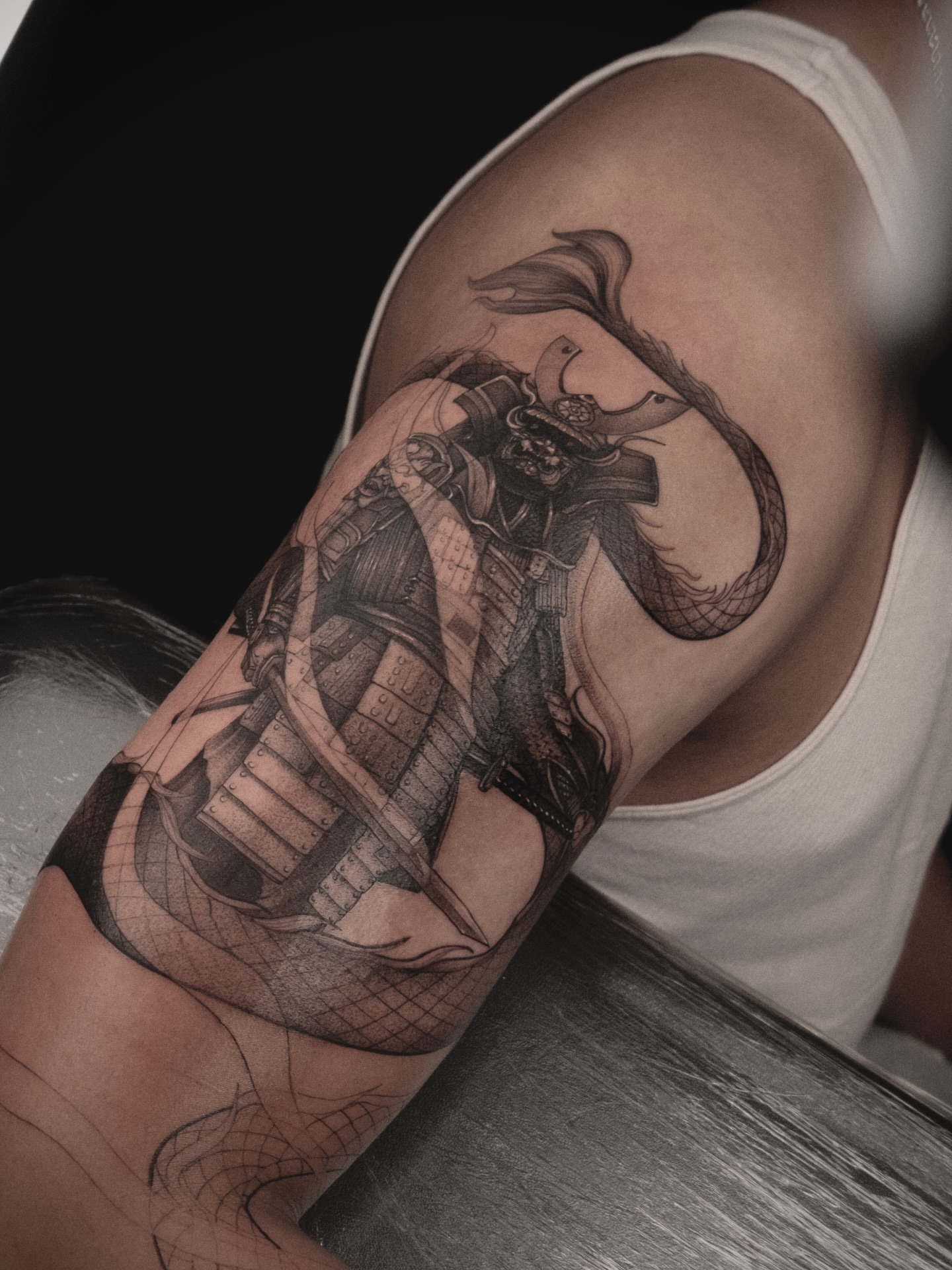 Ship and mermaid realism tattoo on the forearm by Wong Lee