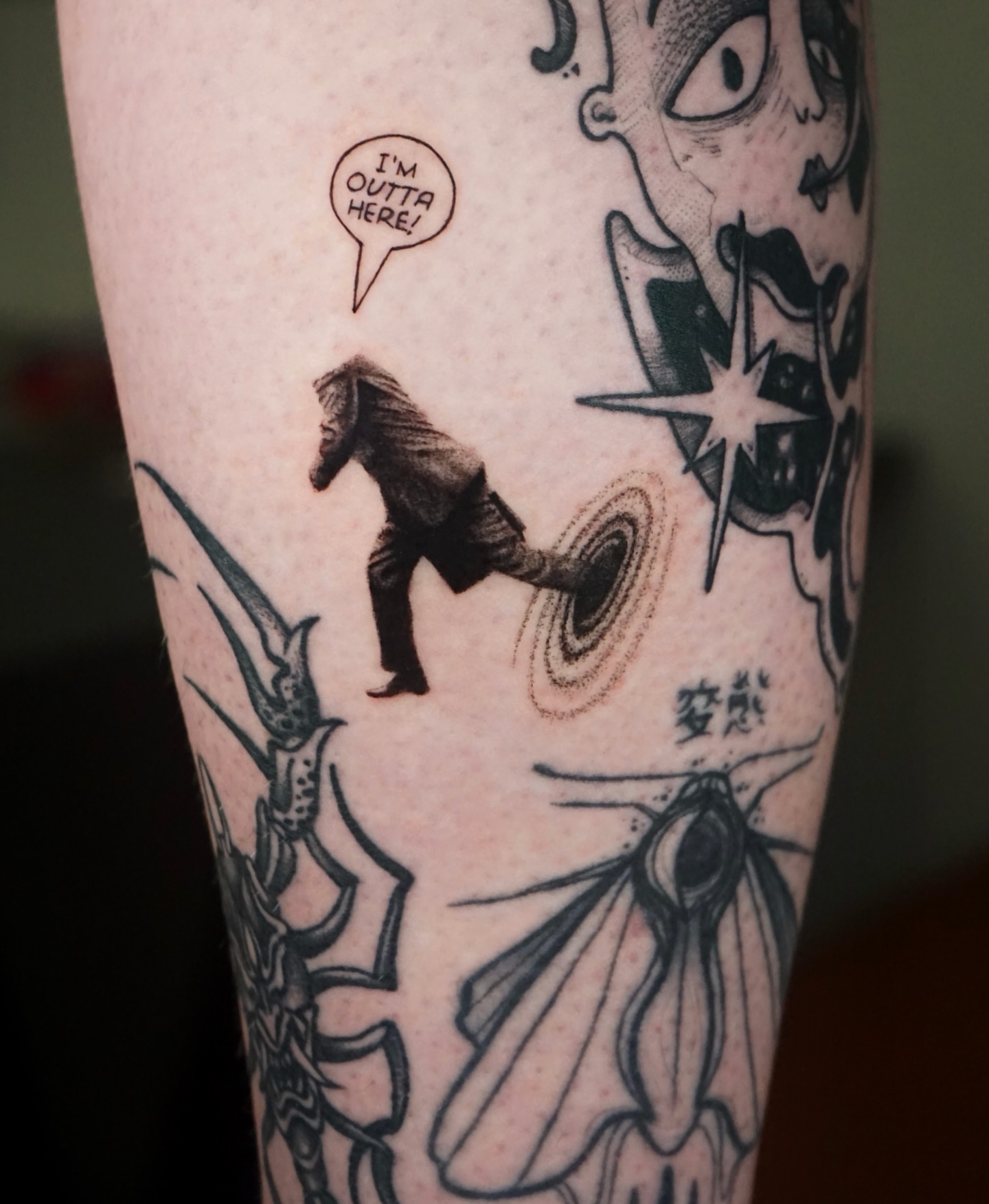 Escape sequence black and grey tattoo on the forearm by Metin Karaatli