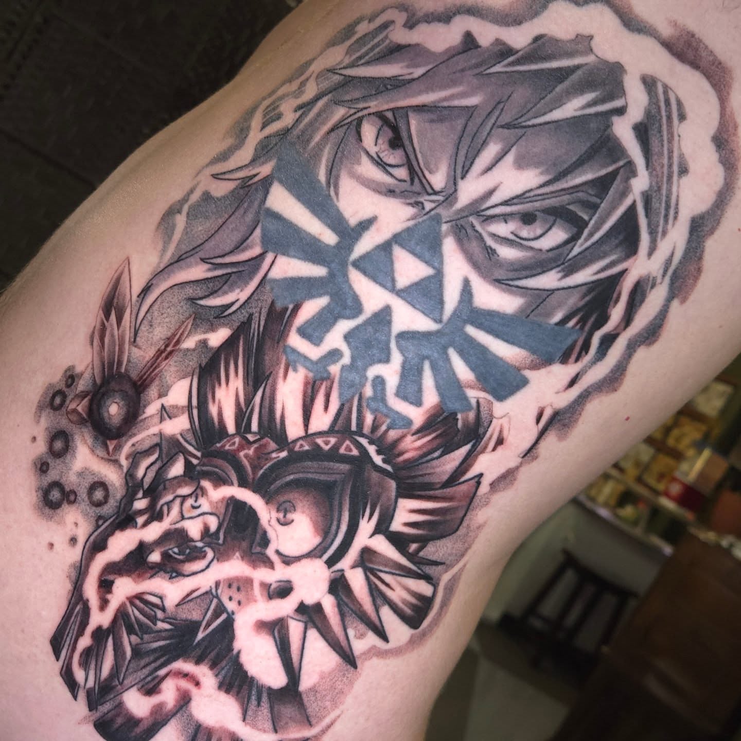 Anime character anime tattoo on the forearm by Nic Mann
