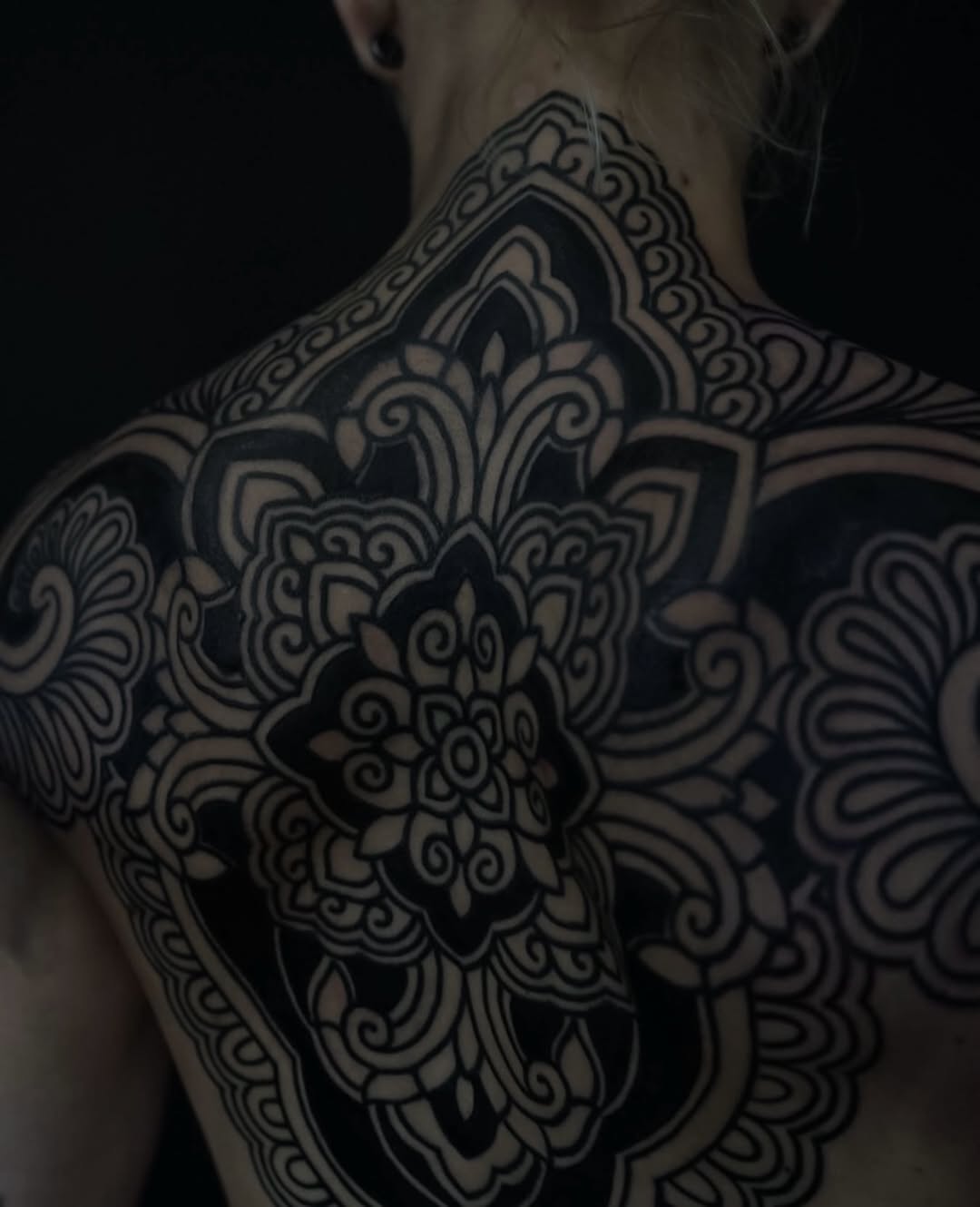 Ornamental back tattoo tribal tattoo on the back by Oliver kenton, San Diego, California