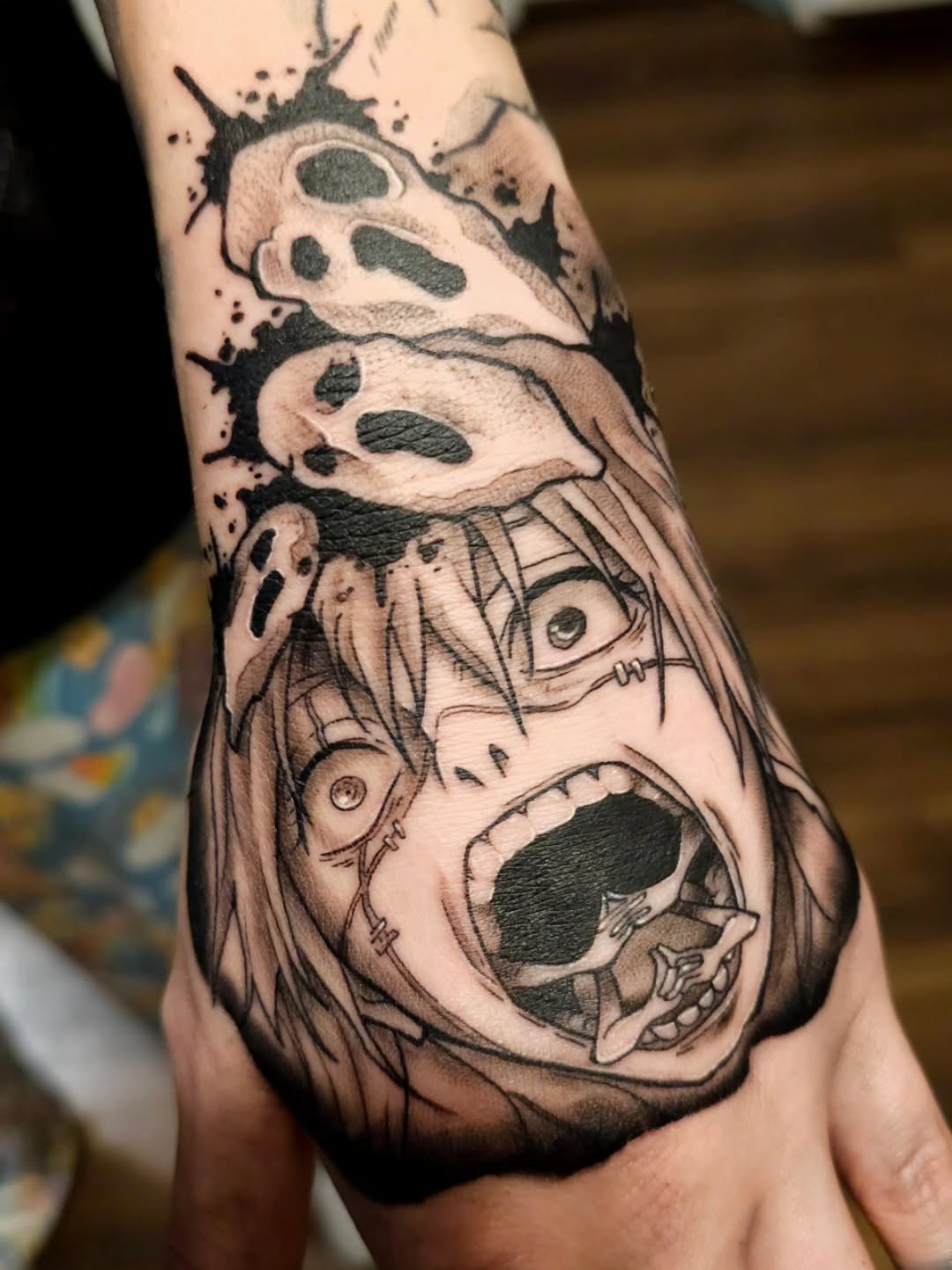 Tattoo by @devanv_tattoos — anime, black_and_grey