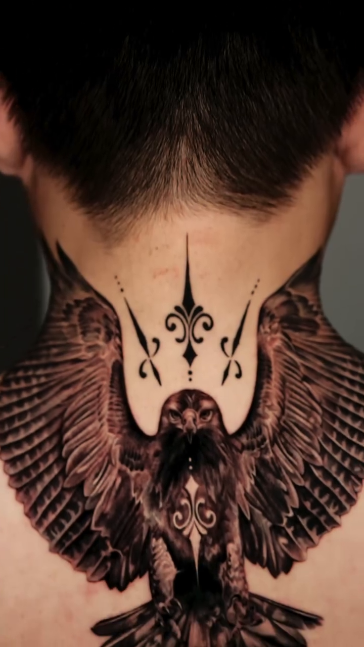 Eagle with crown dark realism tattoo by Ayoungg