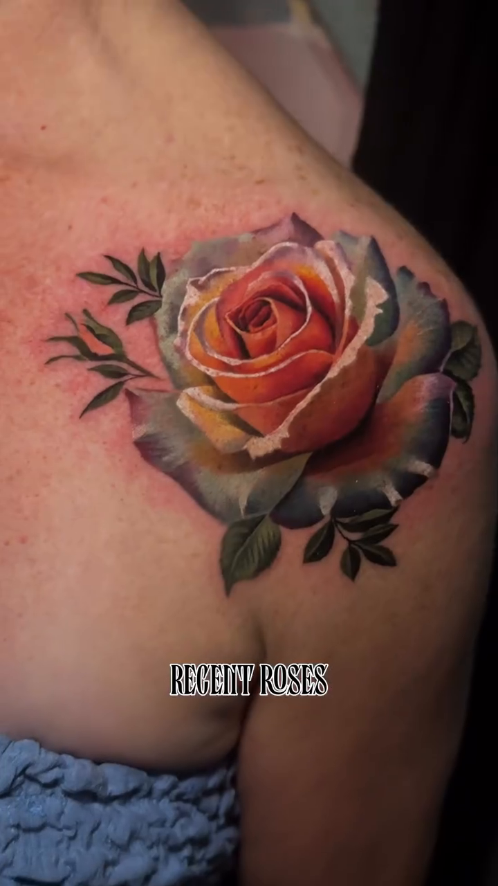 Rose realism tattoo by color realism tattoos by gela✨