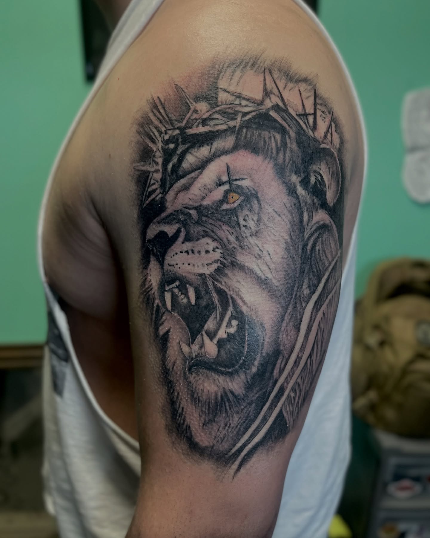 Tattoo by @tat2garrett — realism, black_and_grey