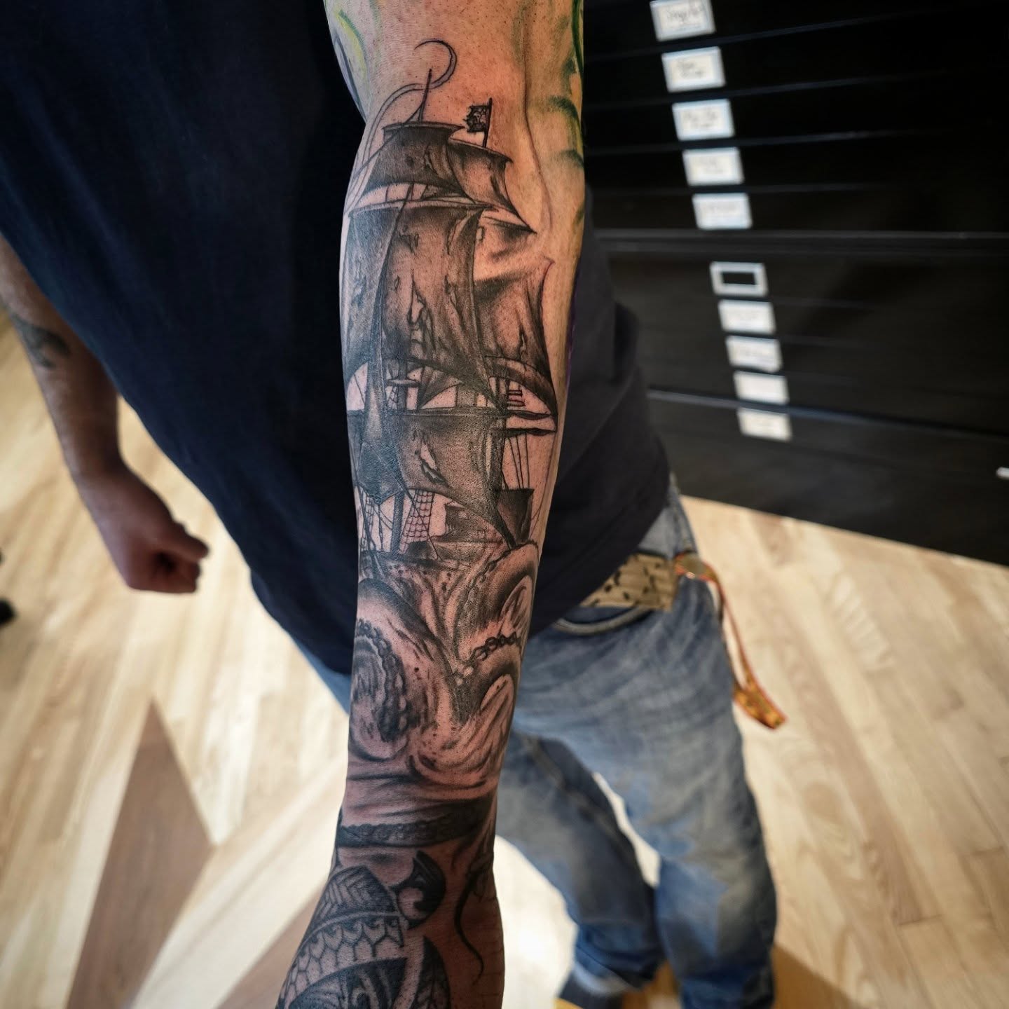 Tattoo by @tatpandaink — black_and_grey, realism