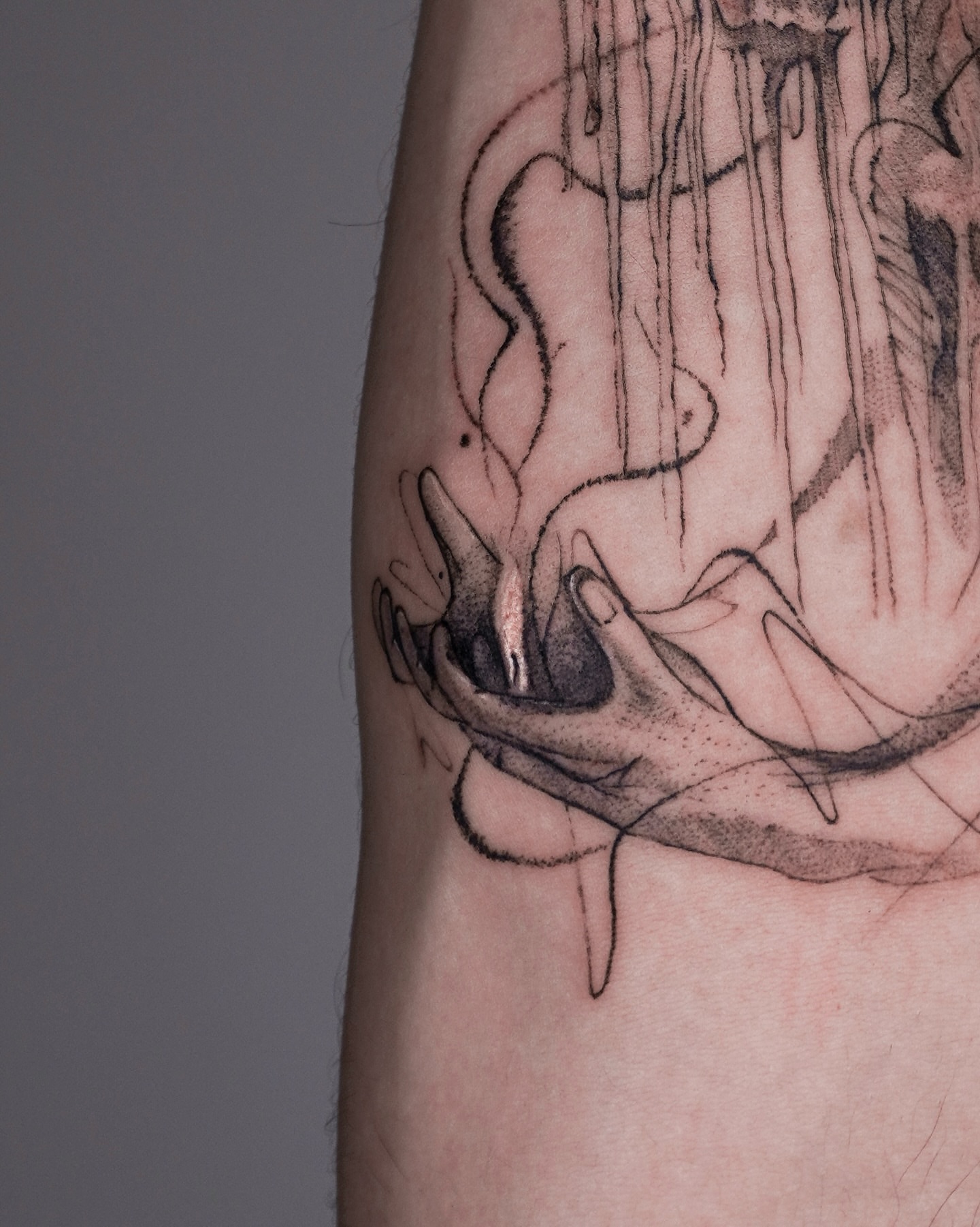 Tattoo by @maru.tattooist — black_and_grey, surrealism