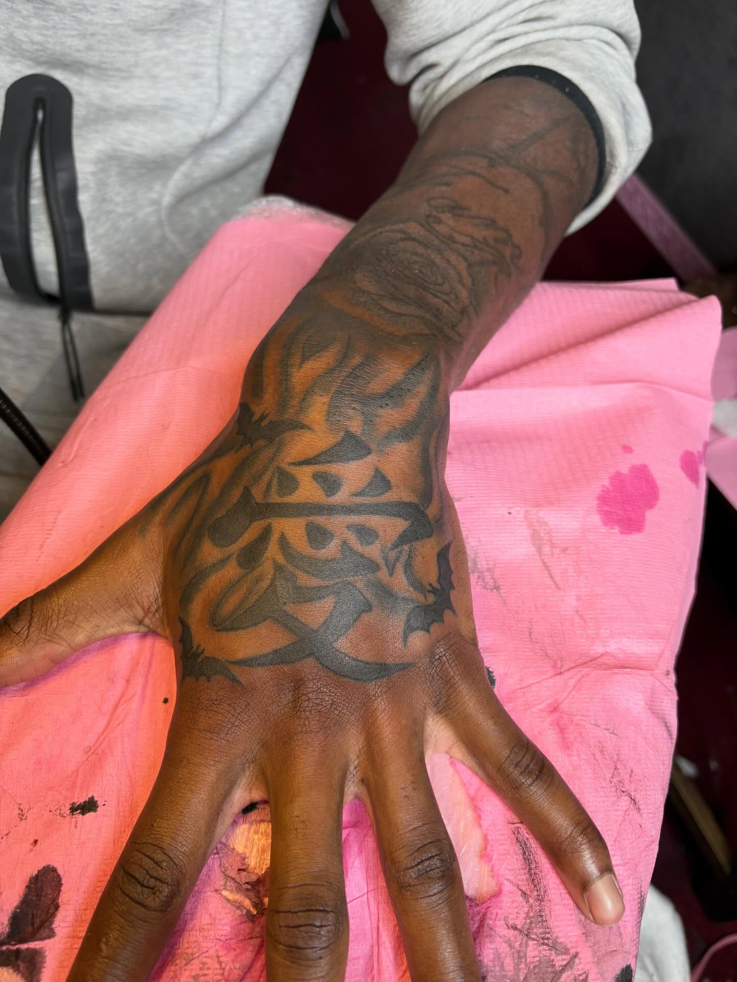 Calligraphy lettering script tattoo on the hand by Barbinks Studio🎀