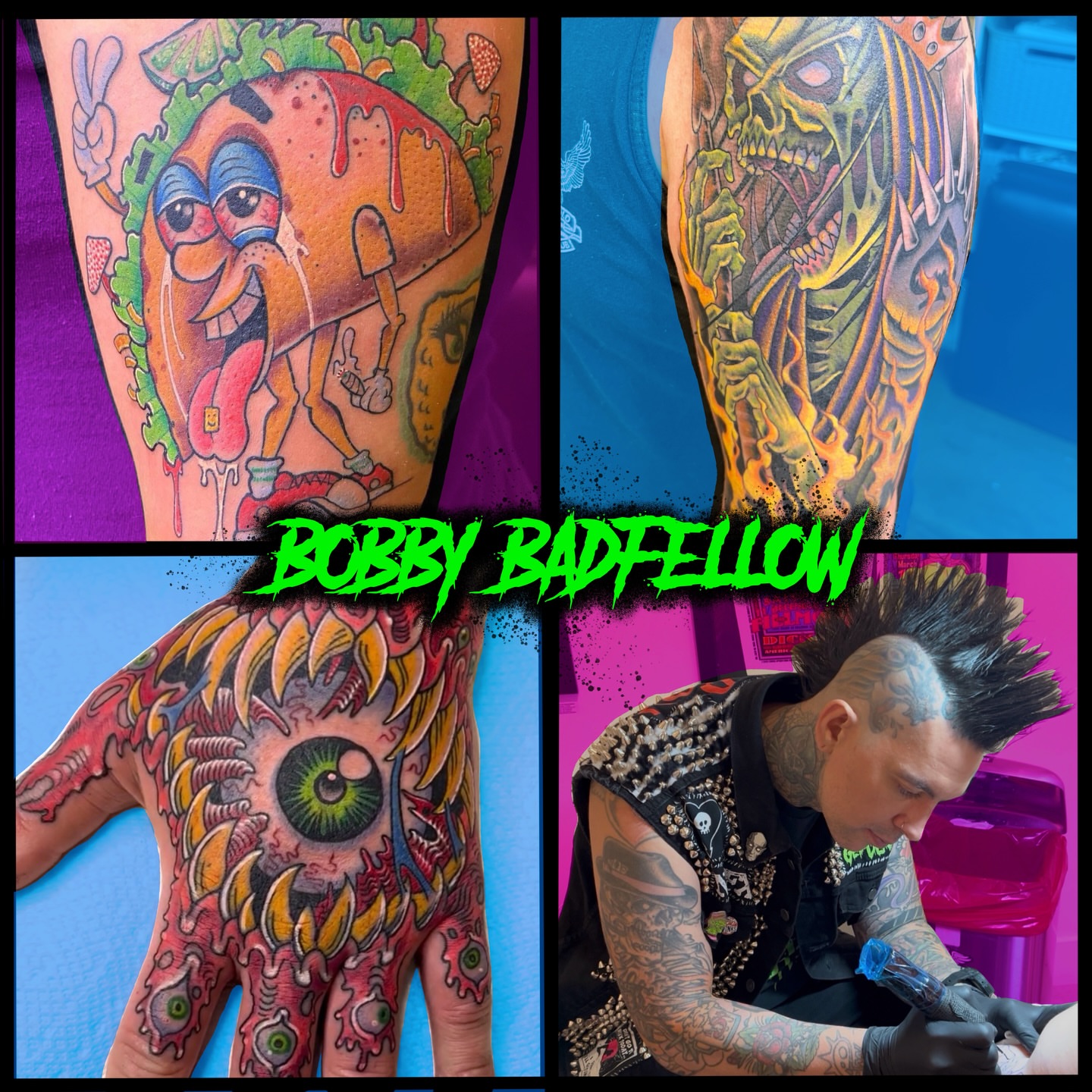 Burger American traditional tattoo on the upper arm by Bobby Tobin