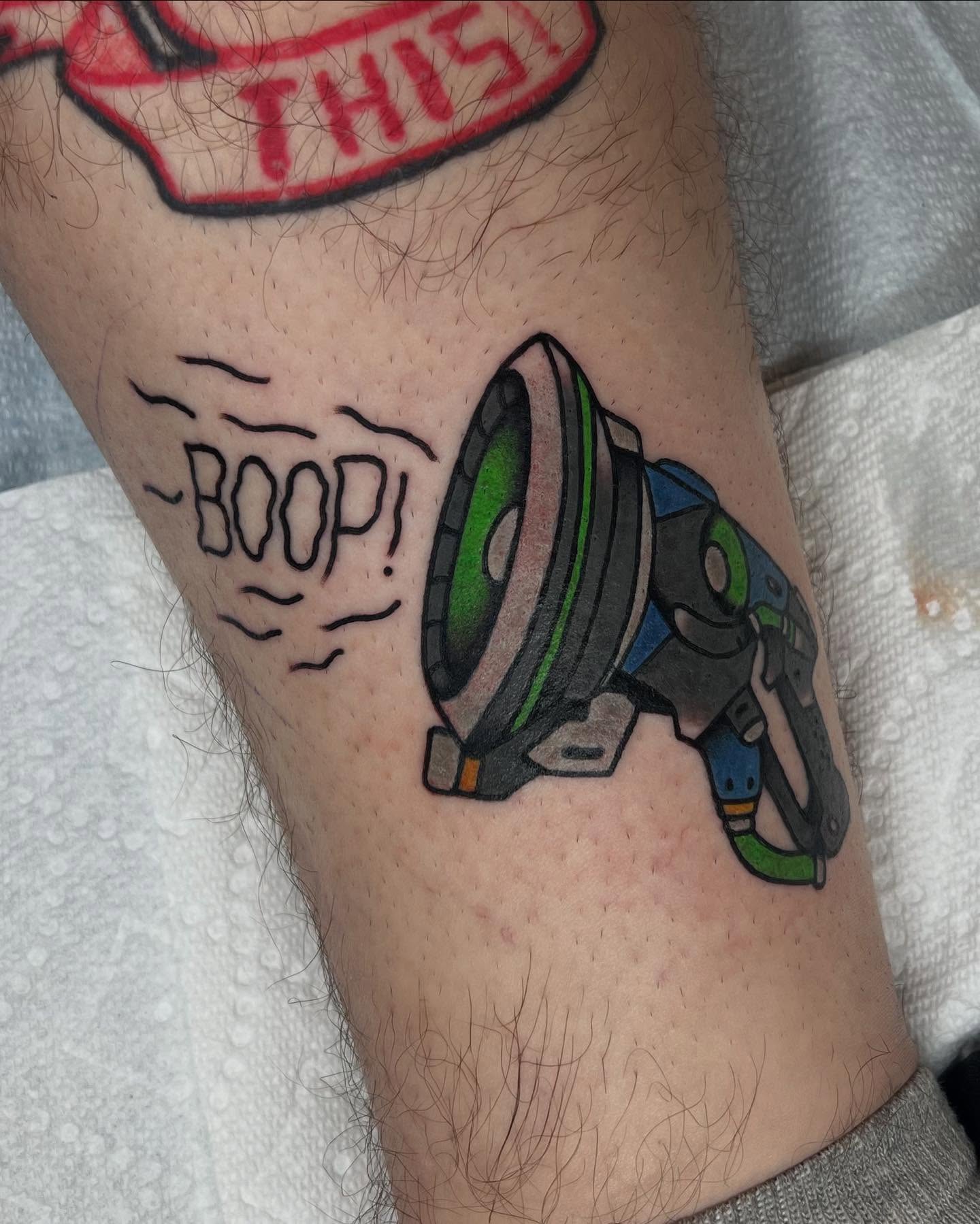 Boop sound effect dotwork tattoo on the forearm by 💧cry Bby💧