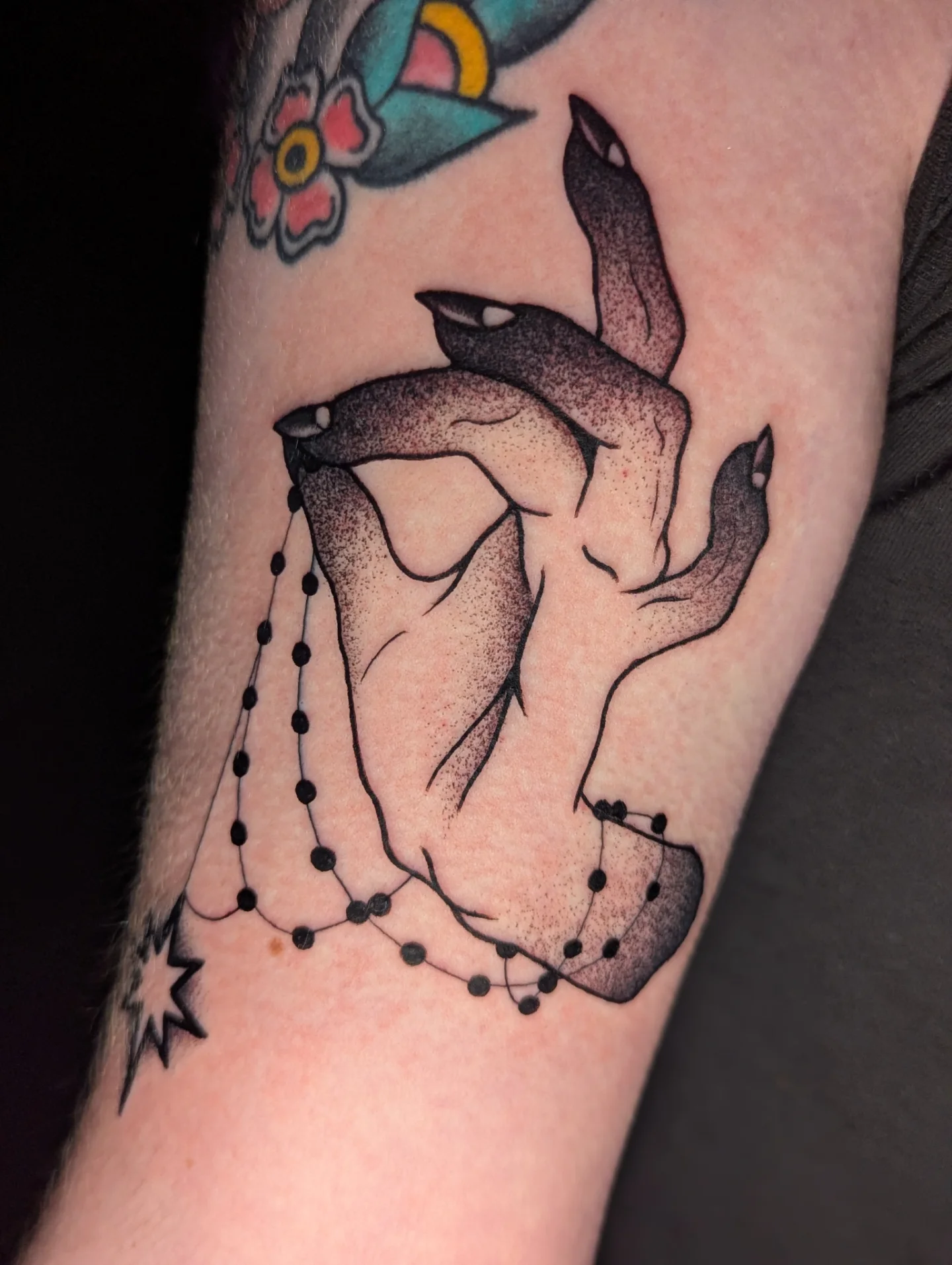 Tattoo by @erin.chelle.tattoos — dotwork, geometric