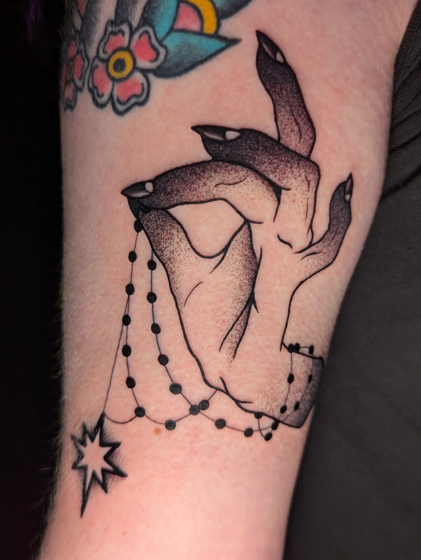 Tattoo by @erin.chelle.tattoos — dotwork, geometric