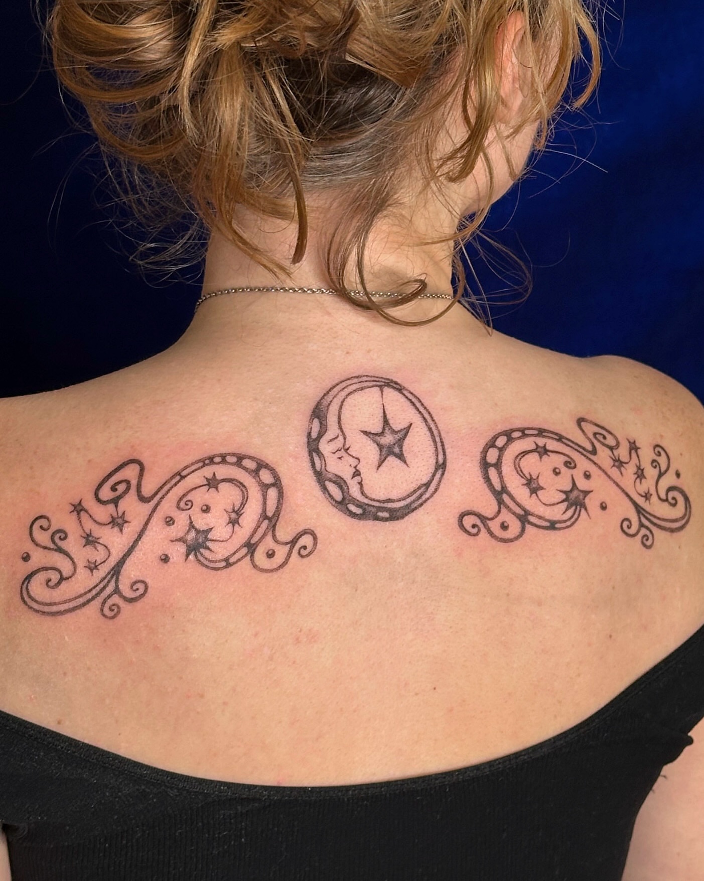 Moon phases black and grey tattoo on the back by ๐ฐ ๐ต๐๐๐๐๐ ๐ฐ