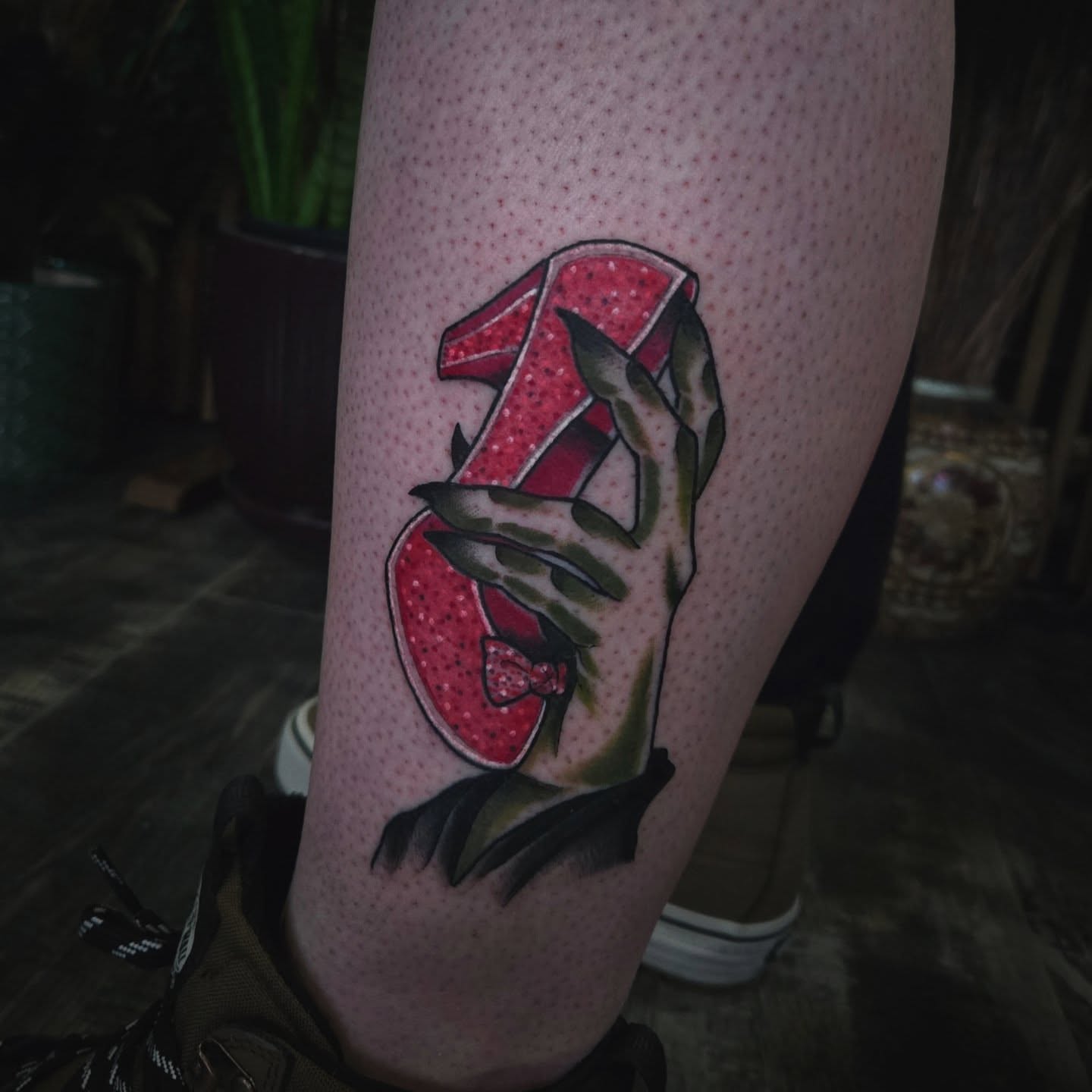 Number 3 American traditional tattoo on the thigh by Alexandra Colella ✨️