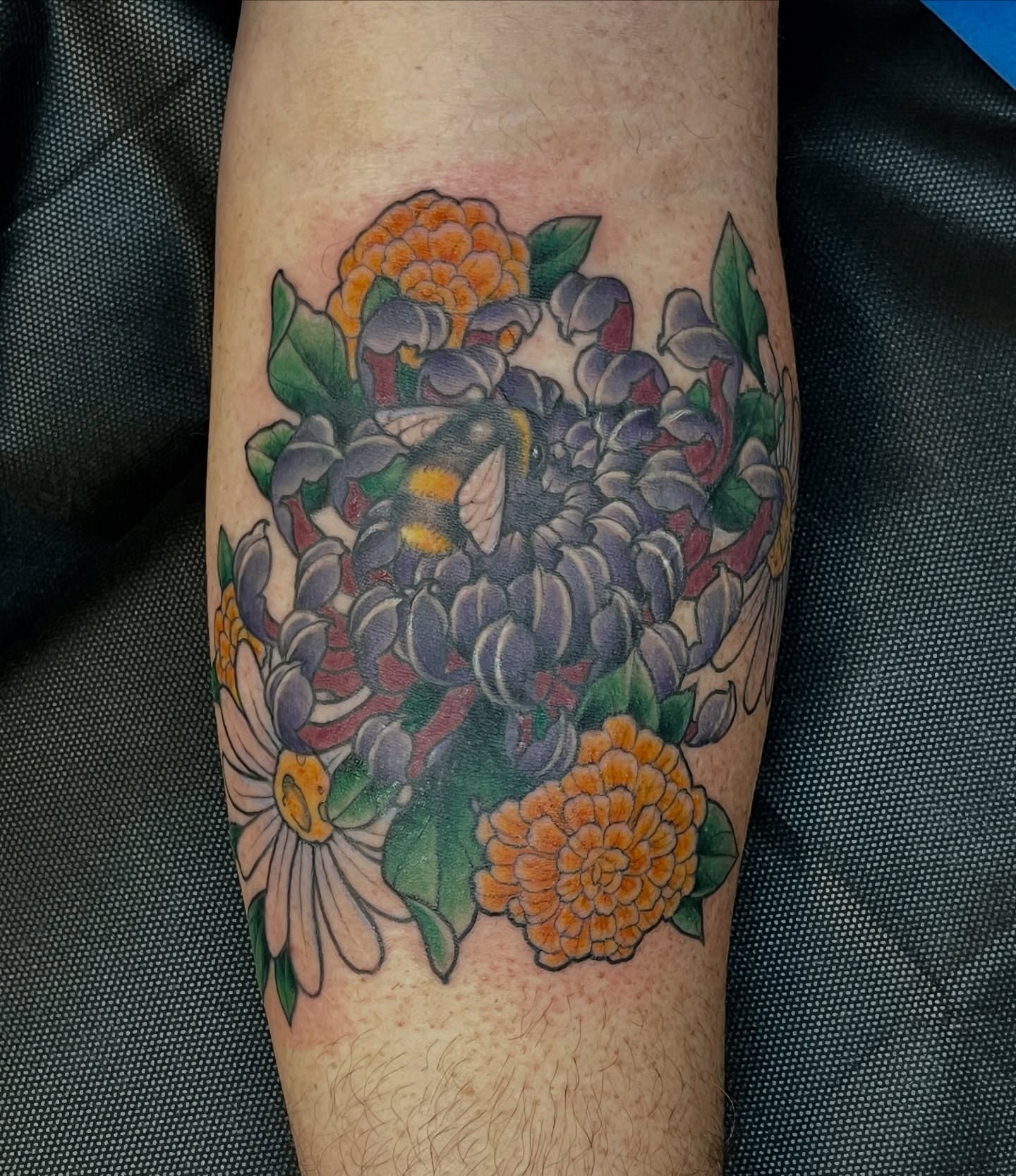 Flower bouquet new school tattoo on the forearm by BELLIE ✧ Tattoo Artist
