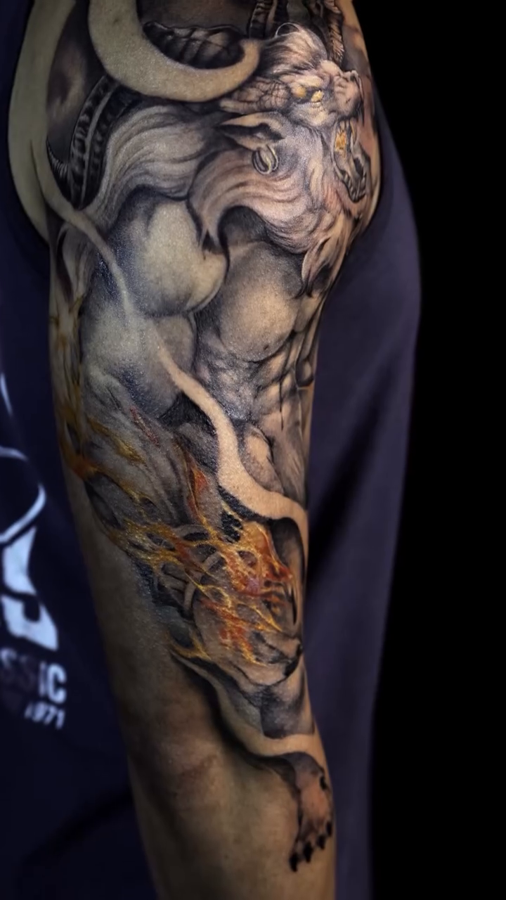 Ifrit from Final Fantasy VIII realism tattoo by LaurenBeez