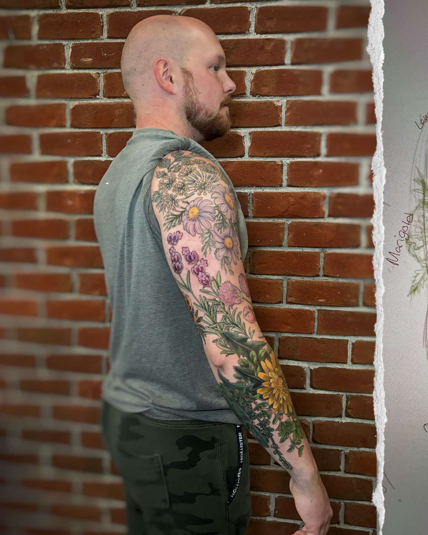 Floral arrangement dotwork tattoo on the upper arm by Meg Mayhem ๐จ Sarenity Tattoo
