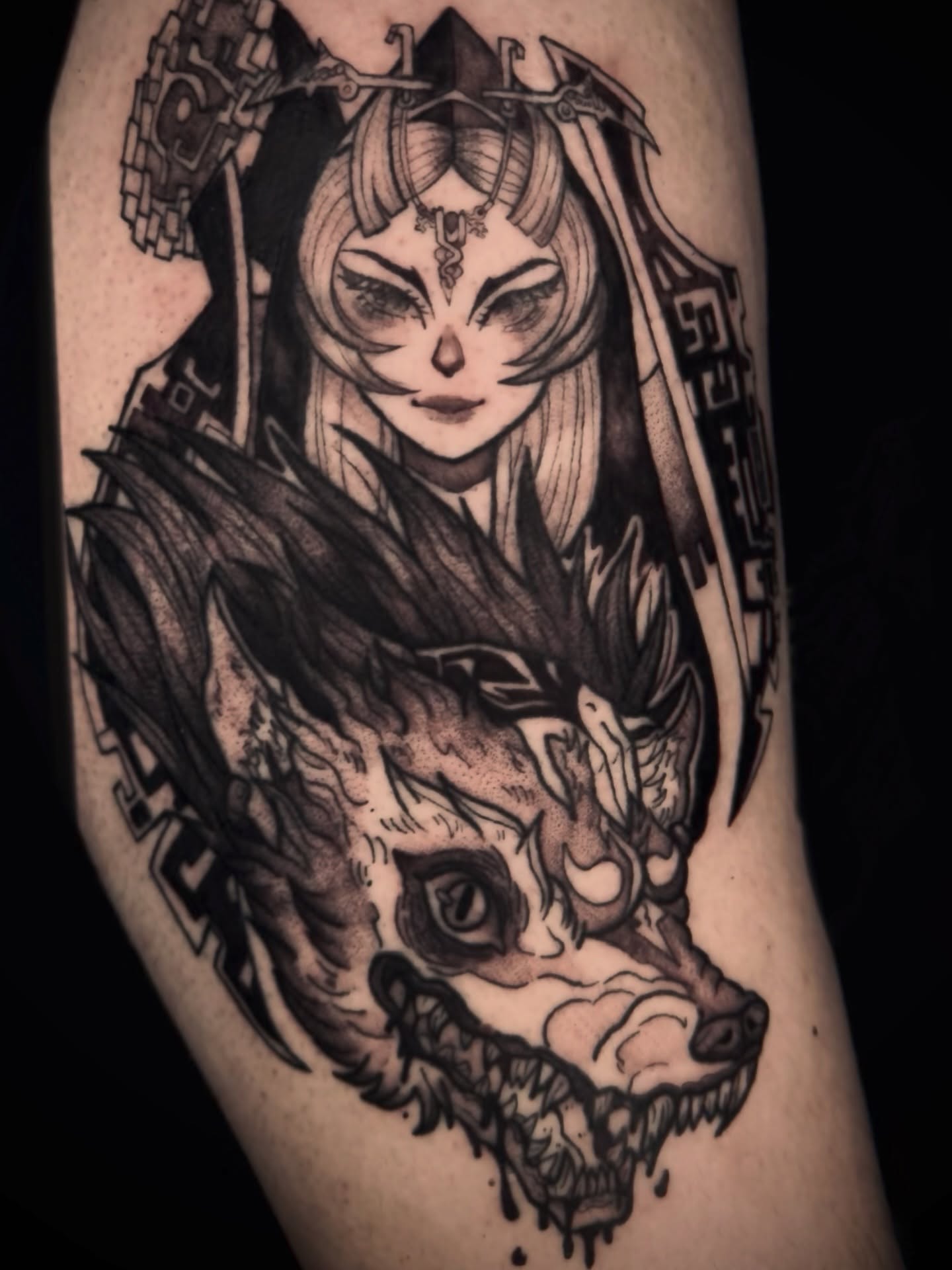 Tattoo by @astrochocobo — dotwork, black_and_grey