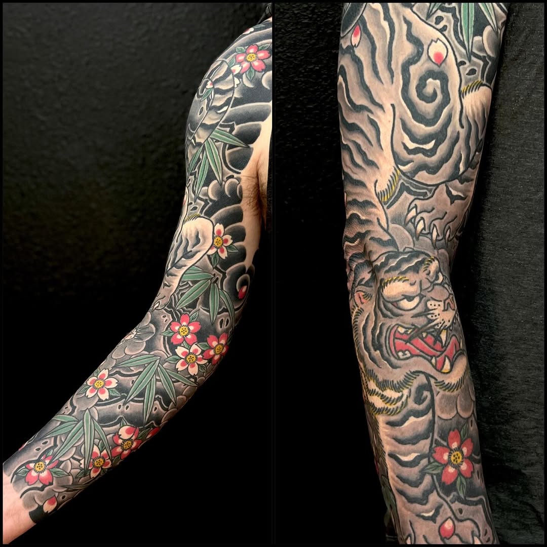 Tattoo by @rockyburley โ japanese_irezumi, black_and_grey