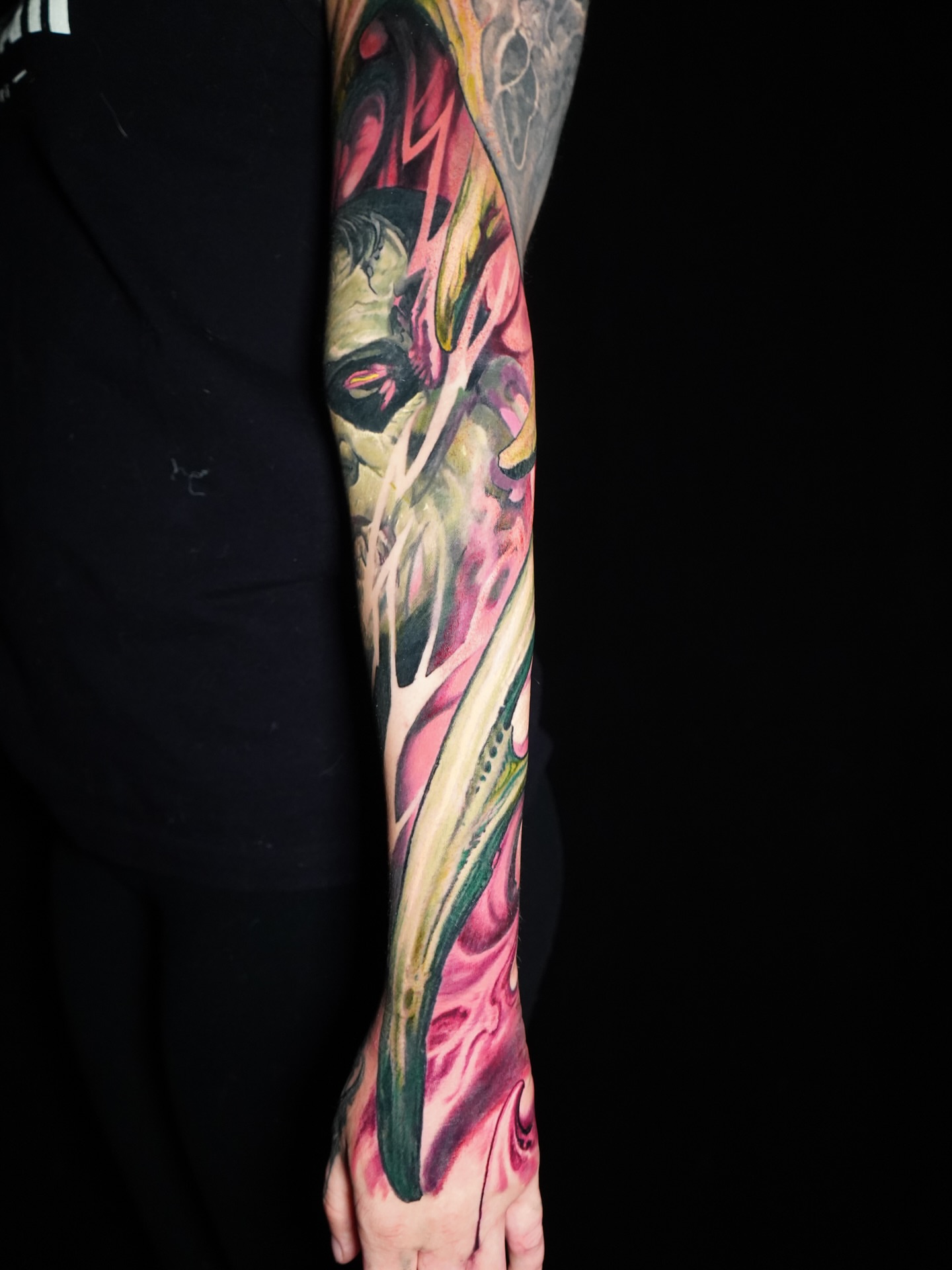 Abstract dotwork tattoo on the forearm by Darl Gnau
